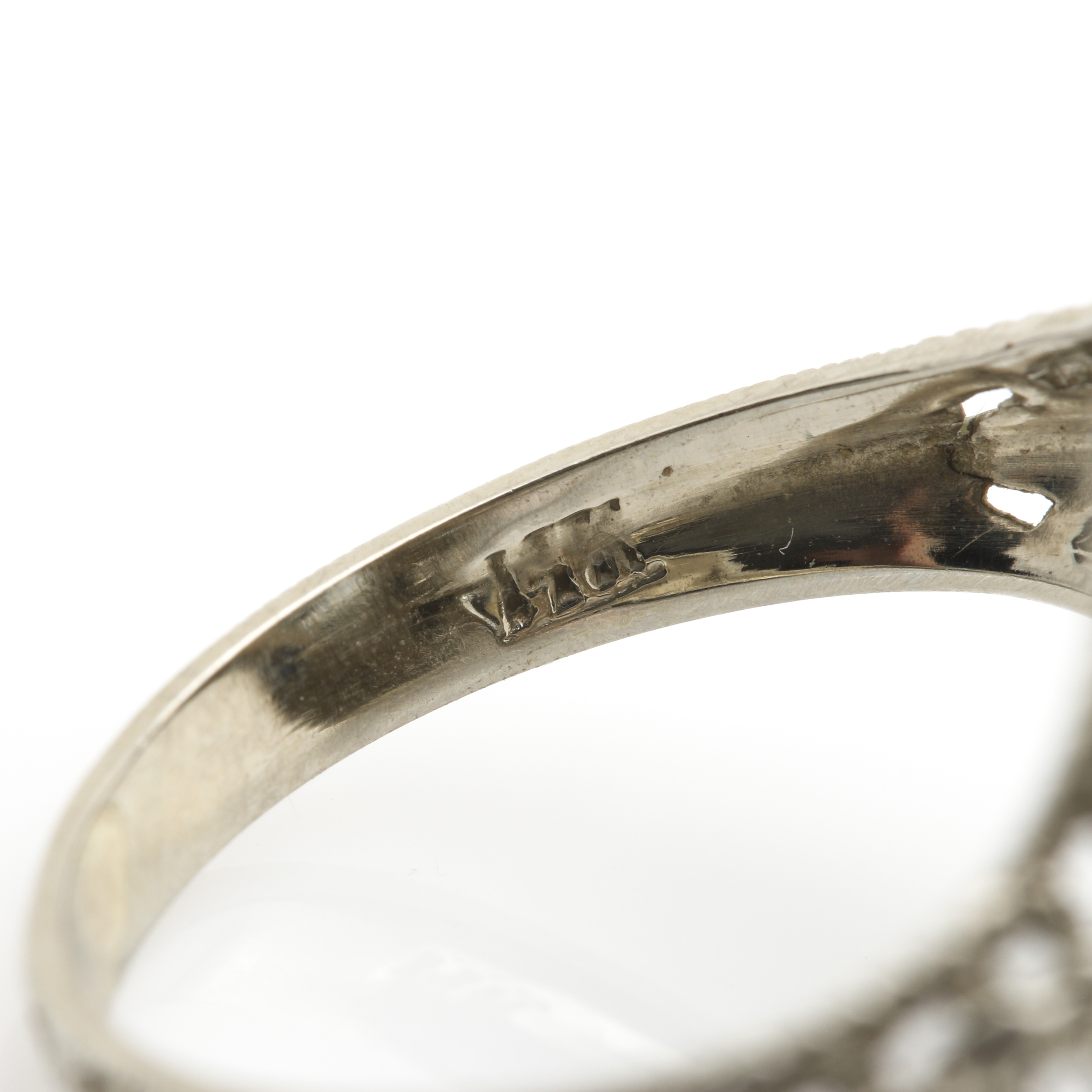 Vintage 14K White Gold Aquamarine, Sapphire, and Pearl Filigree Ring