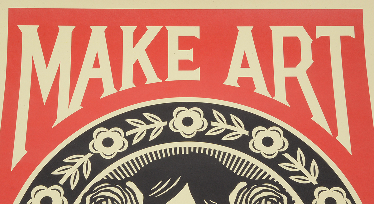 Shepard Fairey Signed 2017 Offset Poster "Make Art Not War"