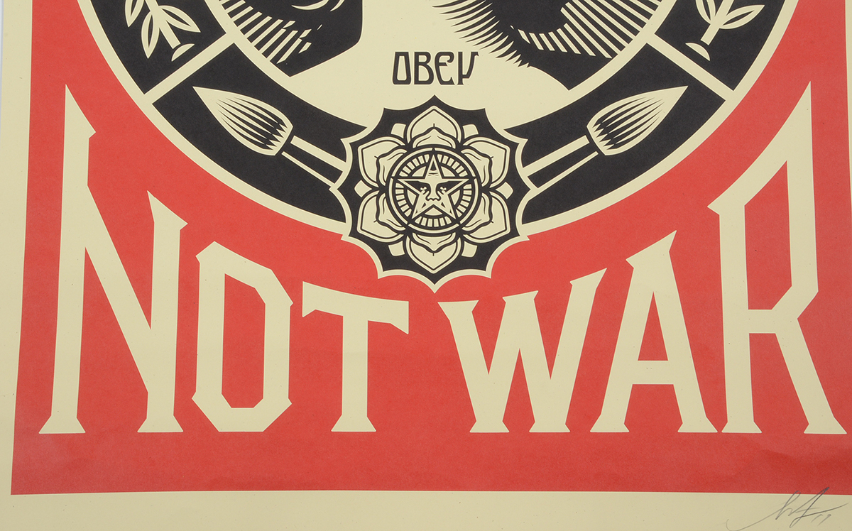 Shepard Fairey Signed 2017 Offset Poster "Make Art Not War"
