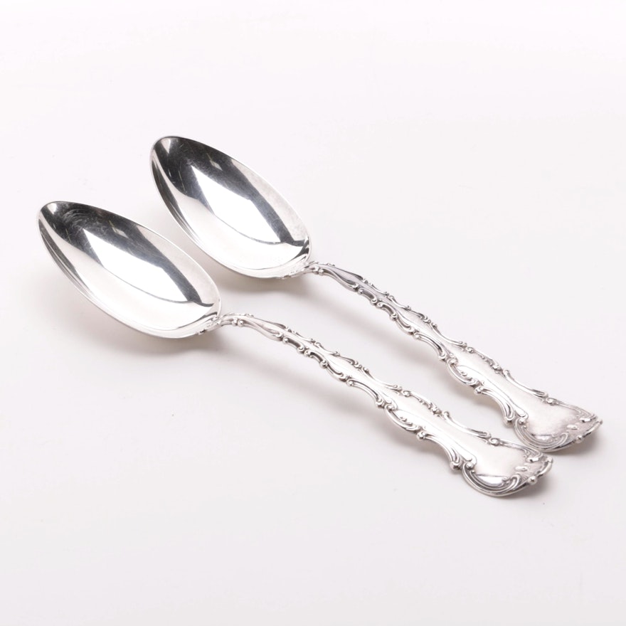 Pair of Gorham Strasbourg Sterling Silver Table Spoons