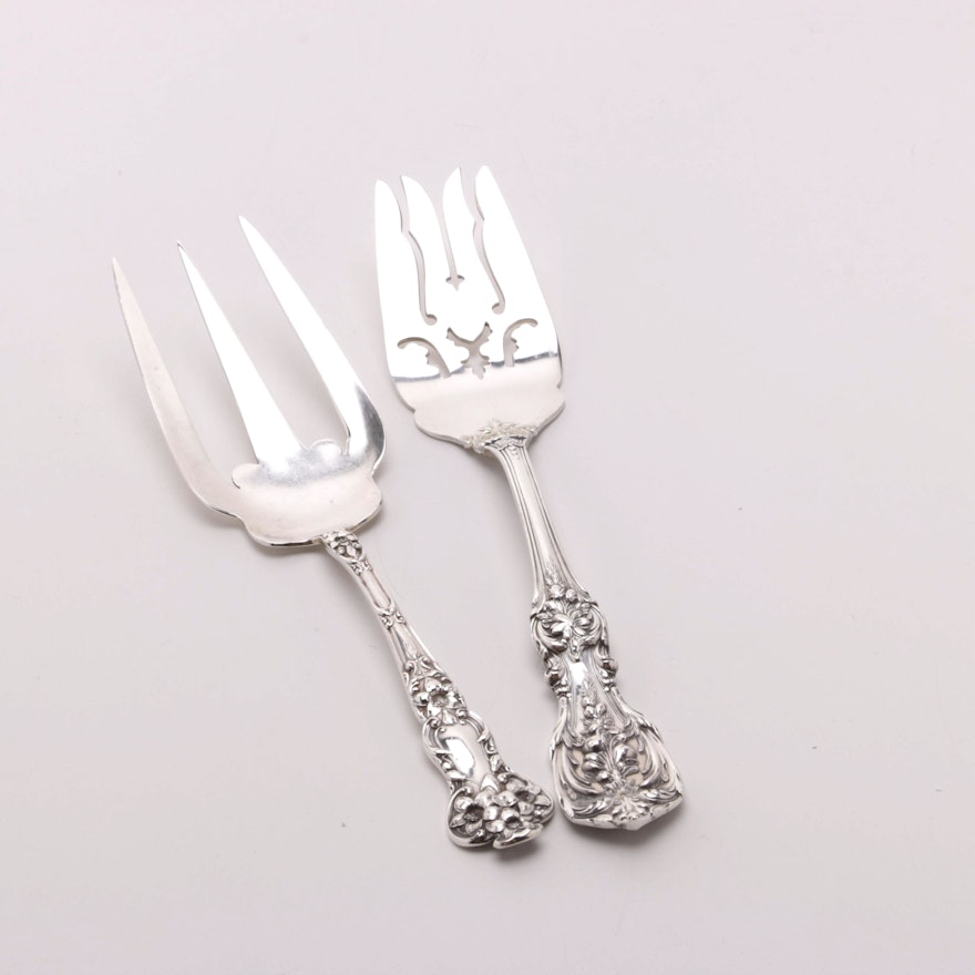 Two Sterling Silver Serving Forks