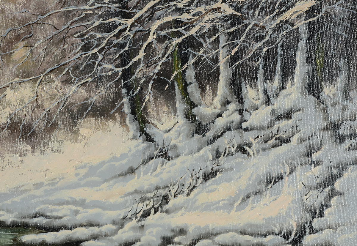 Joseph Dande Original Winter Landscape Oil on Canvas
