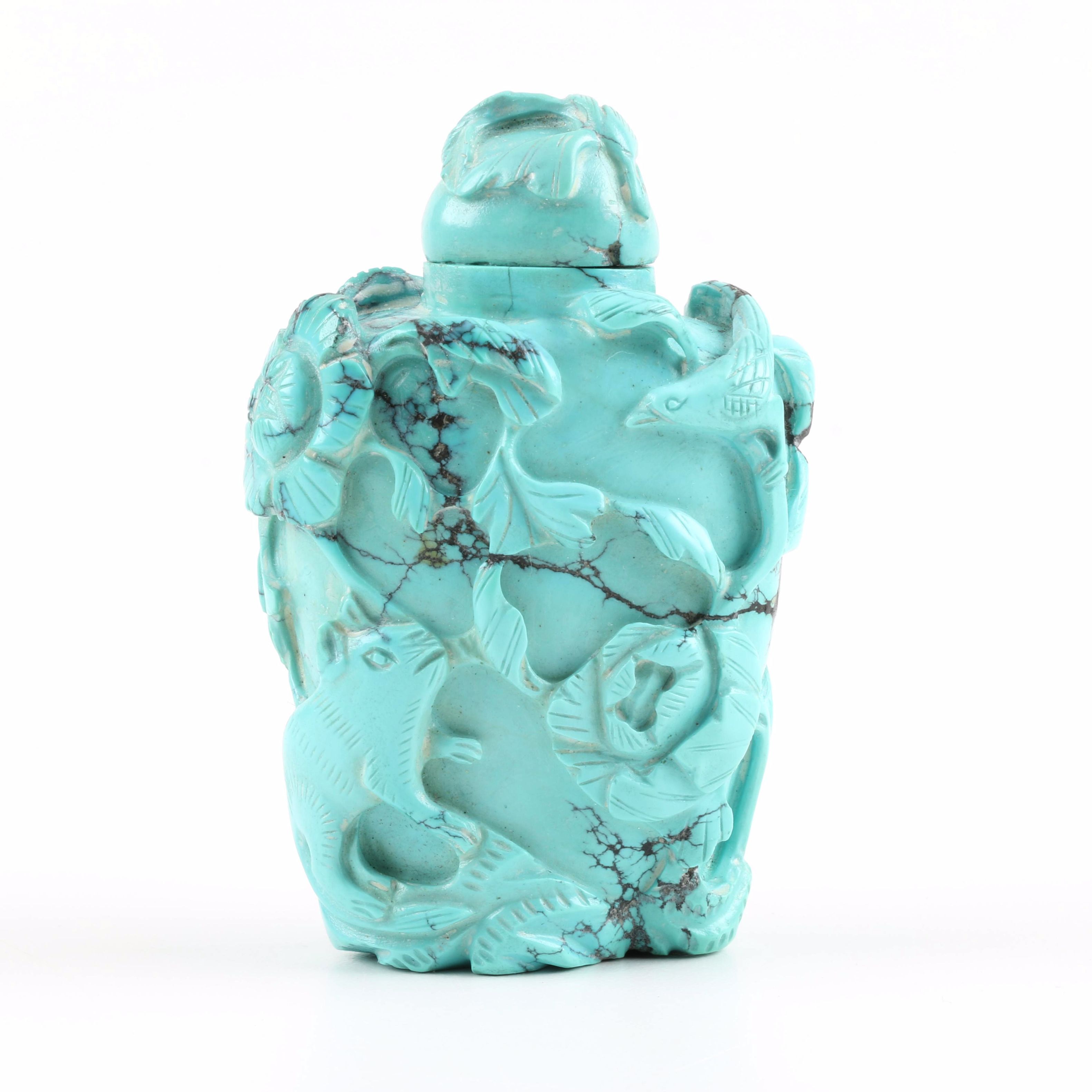 Chinese Carved Turquoise Snuff Bottle