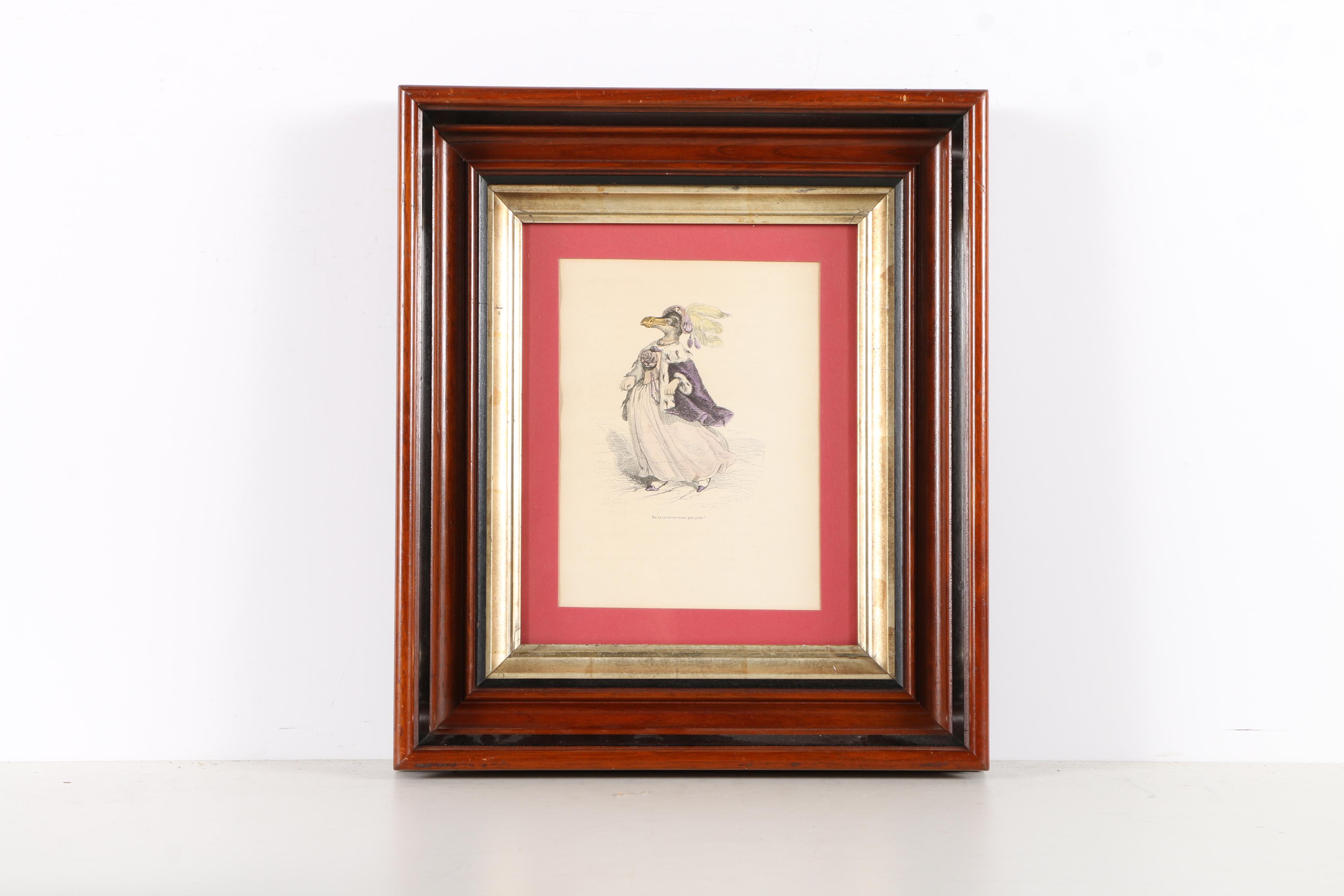 Hand Colored Prints of Animal Caricatures After J.J. Grandville