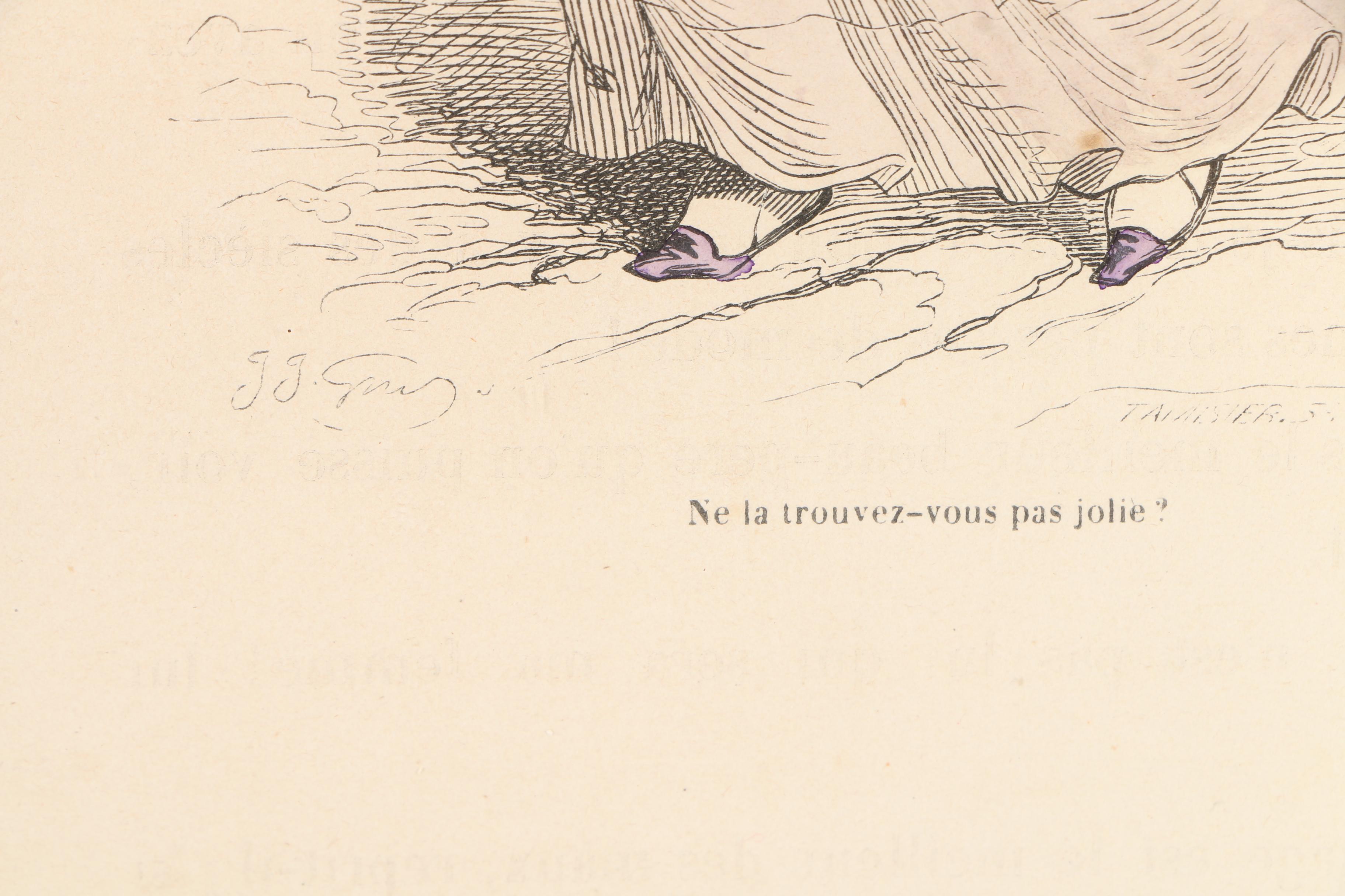 Hand Colored Prints of Animal Caricatures After J.J. Grandville