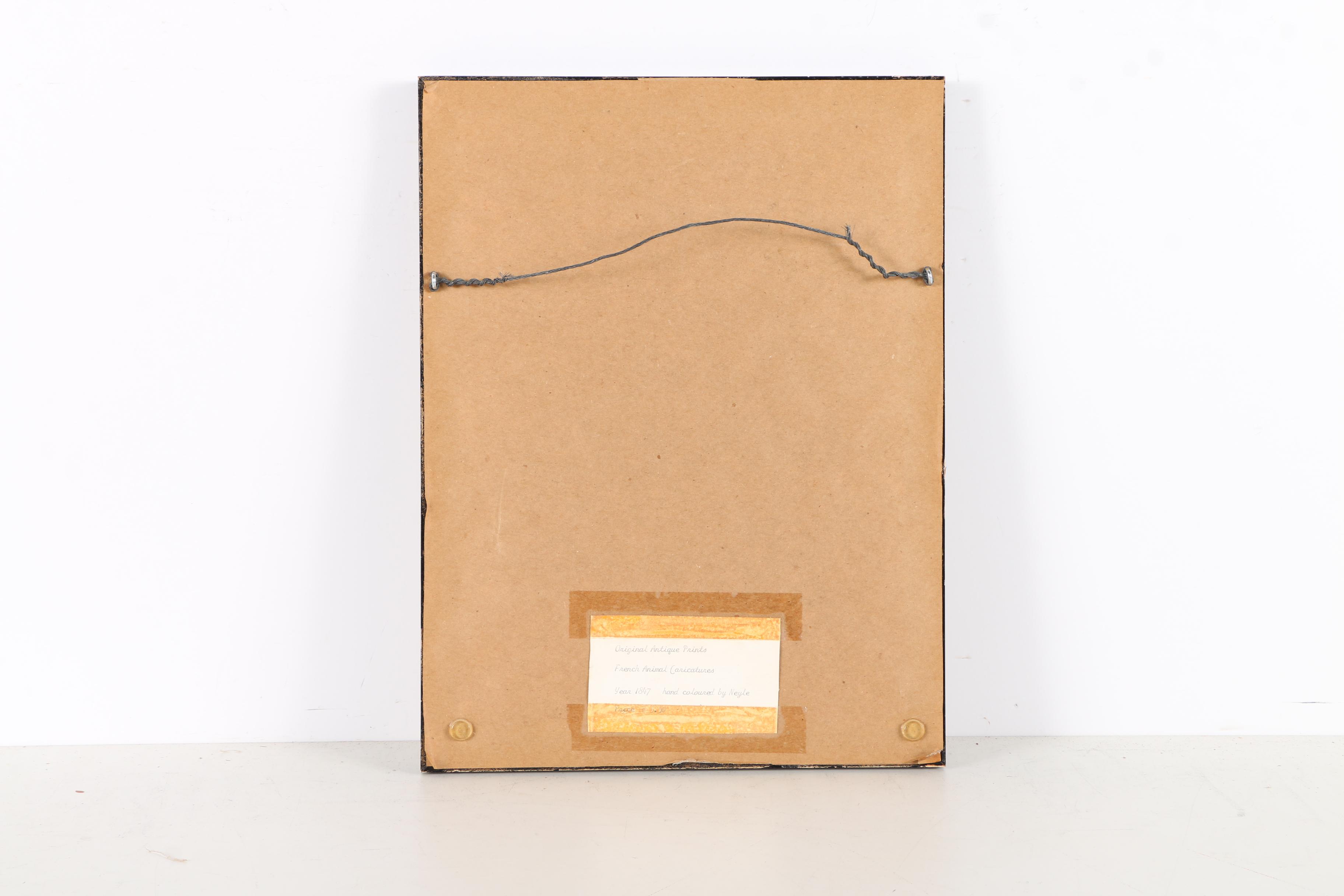 Hand Colored Prints of Animal Caricatures After J.J. Grandville