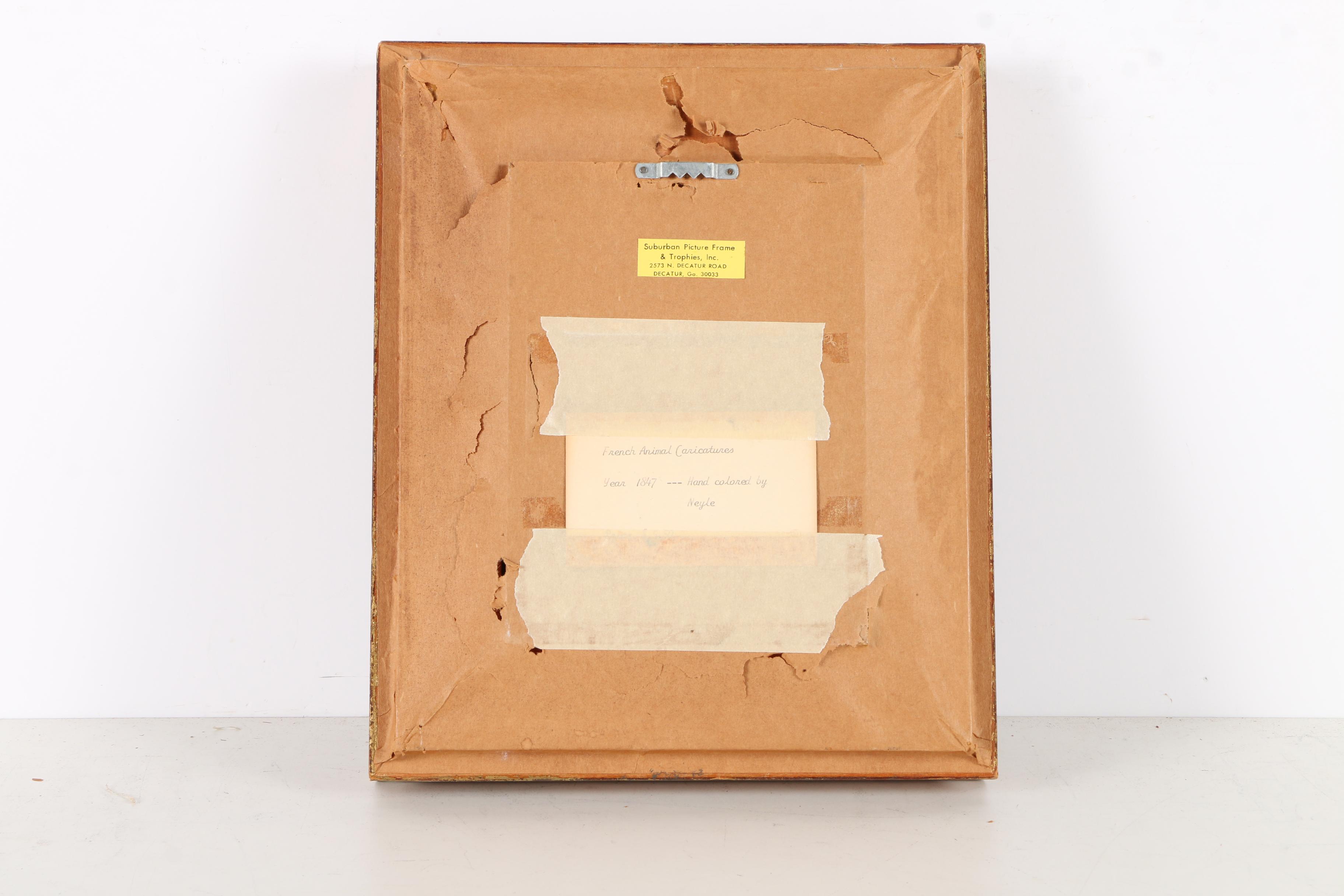 Hand Colored Prints of Animal Caricatures After J.J. Grandville