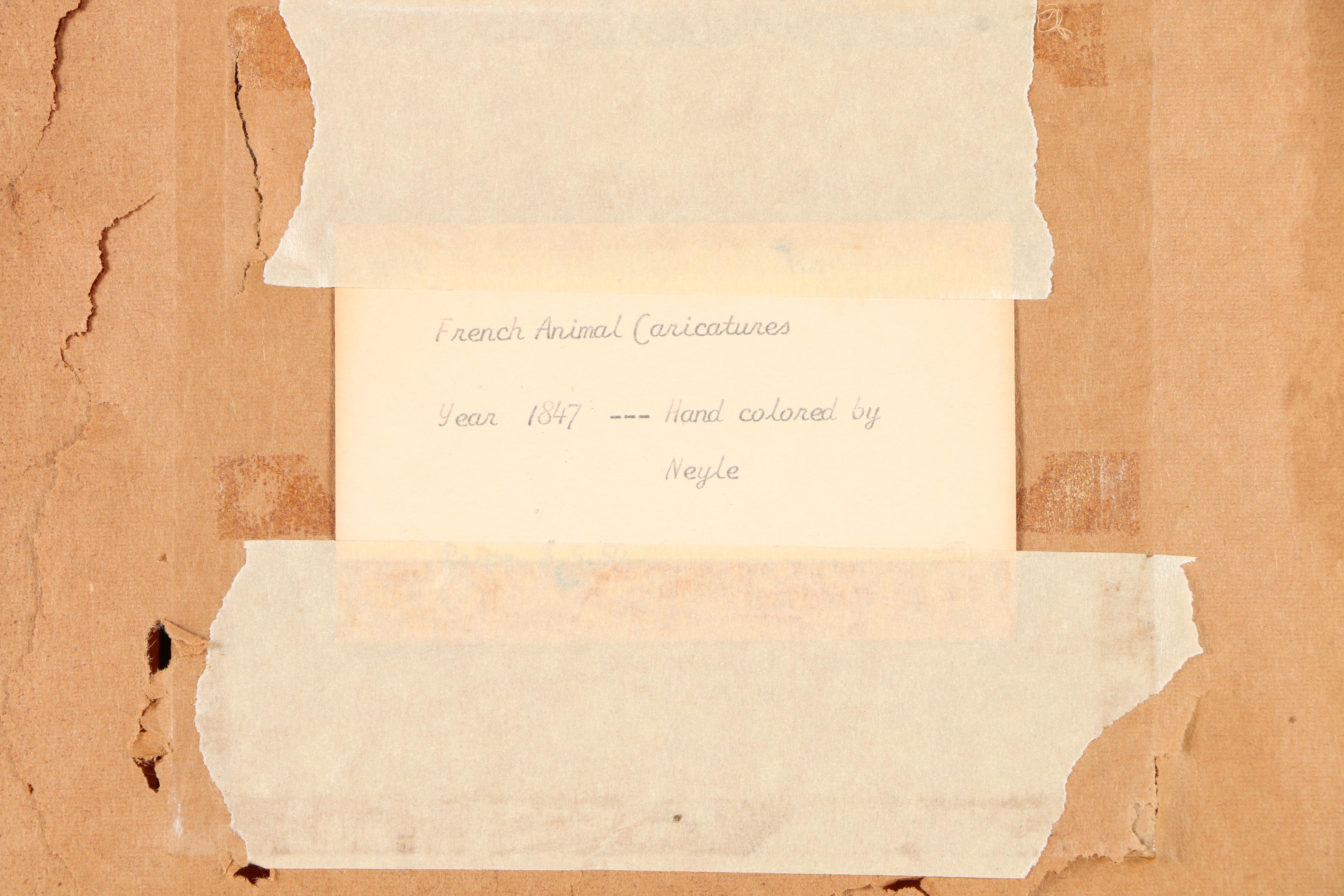 Hand Colored Prints of Animal Caricatures After J.J. Grandville