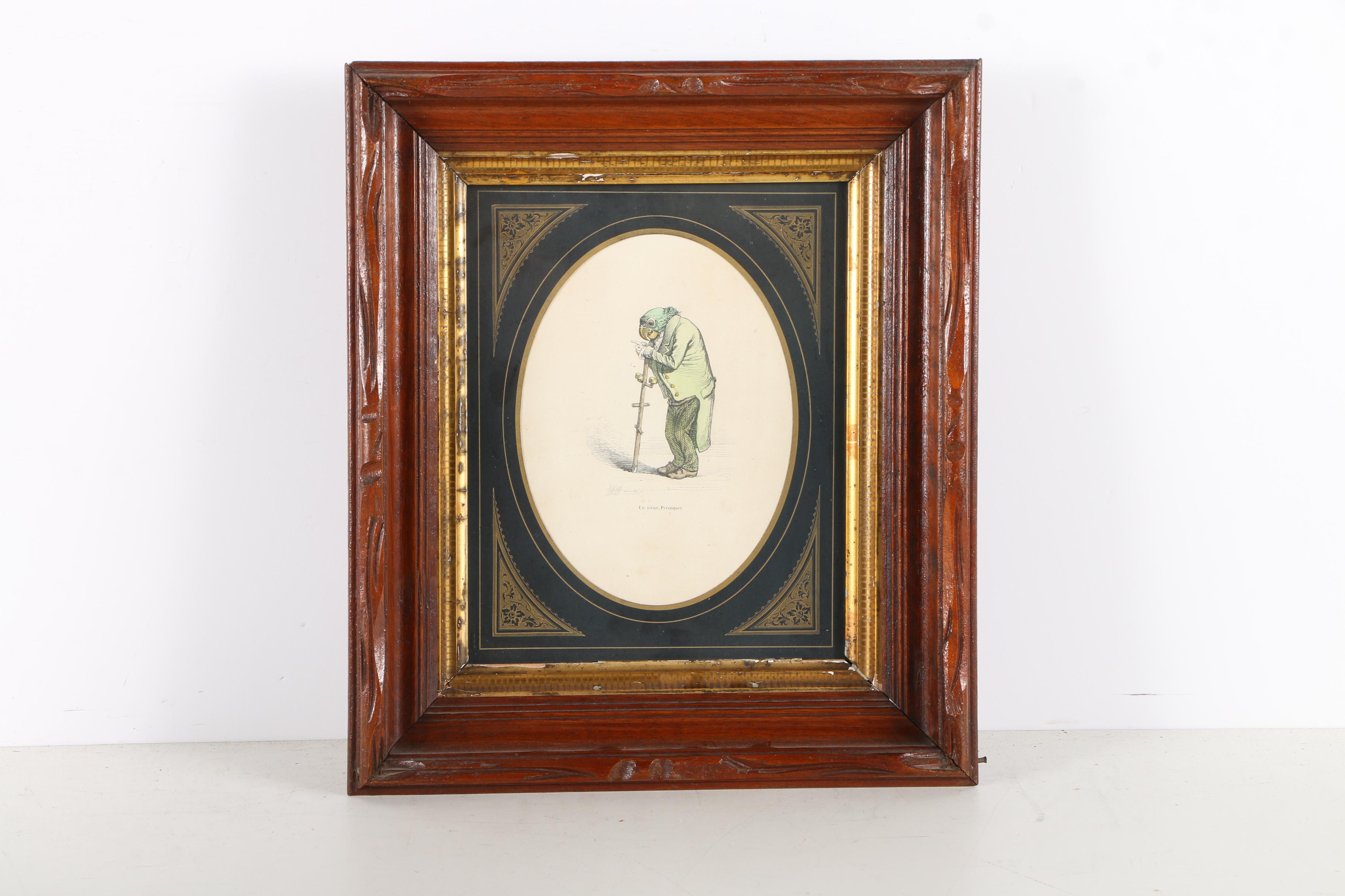 Hand Colored Prints of Animal Caricatures After J.J. Grandville