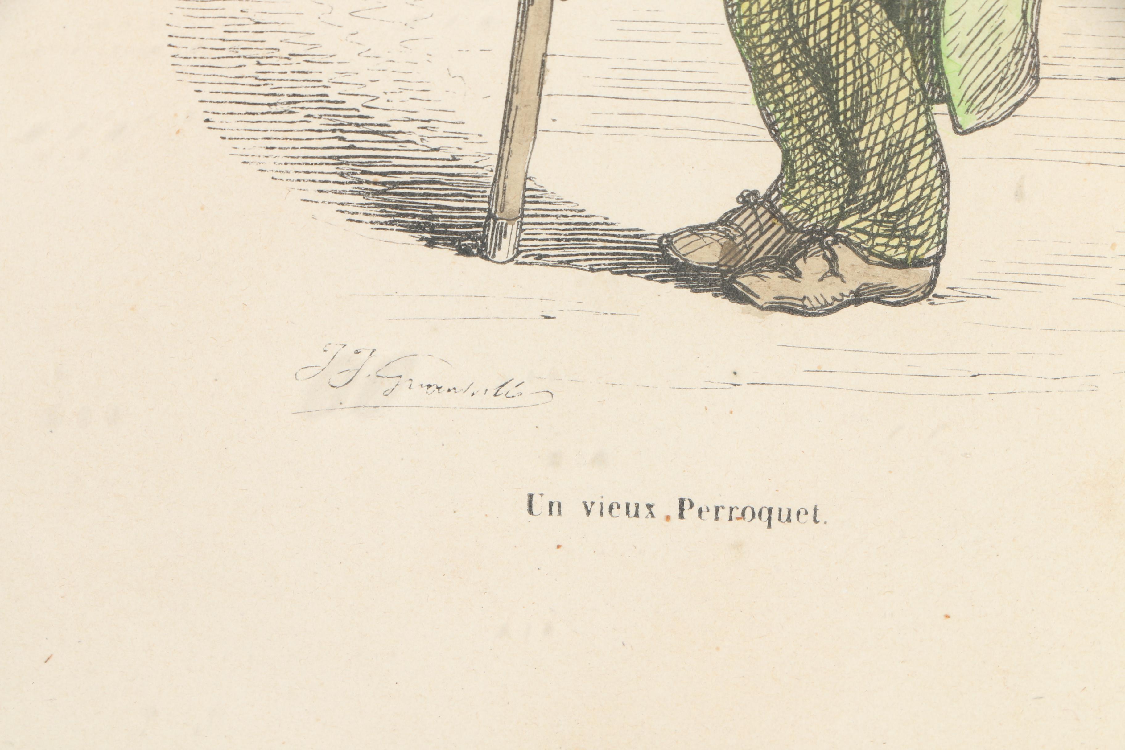 Hand Colored Prints of Animal Caricatures After J.J. Grandville