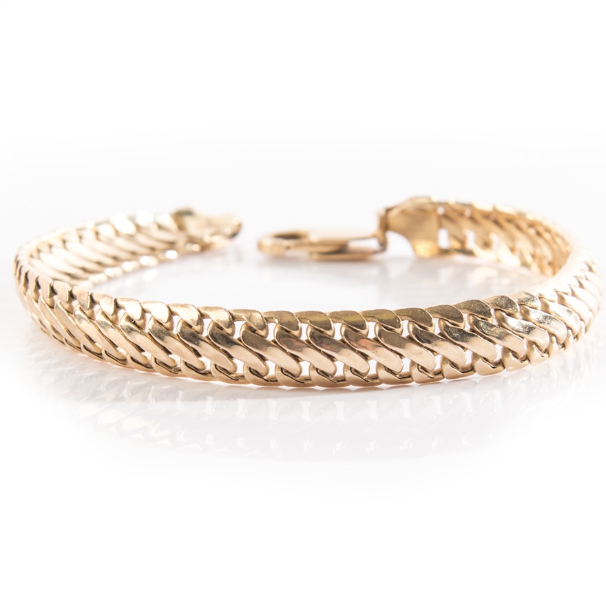 Italian 14K Yellow Gold Herringbone Bracelet