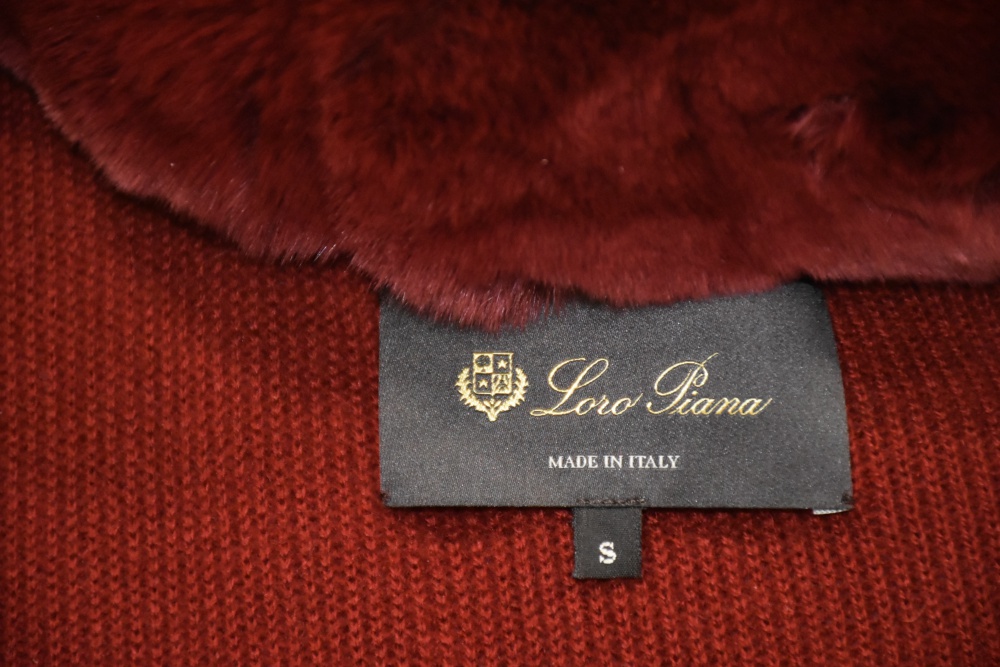 Loro Piana Deep Red Cashmere Cape with Chinchilla Collar