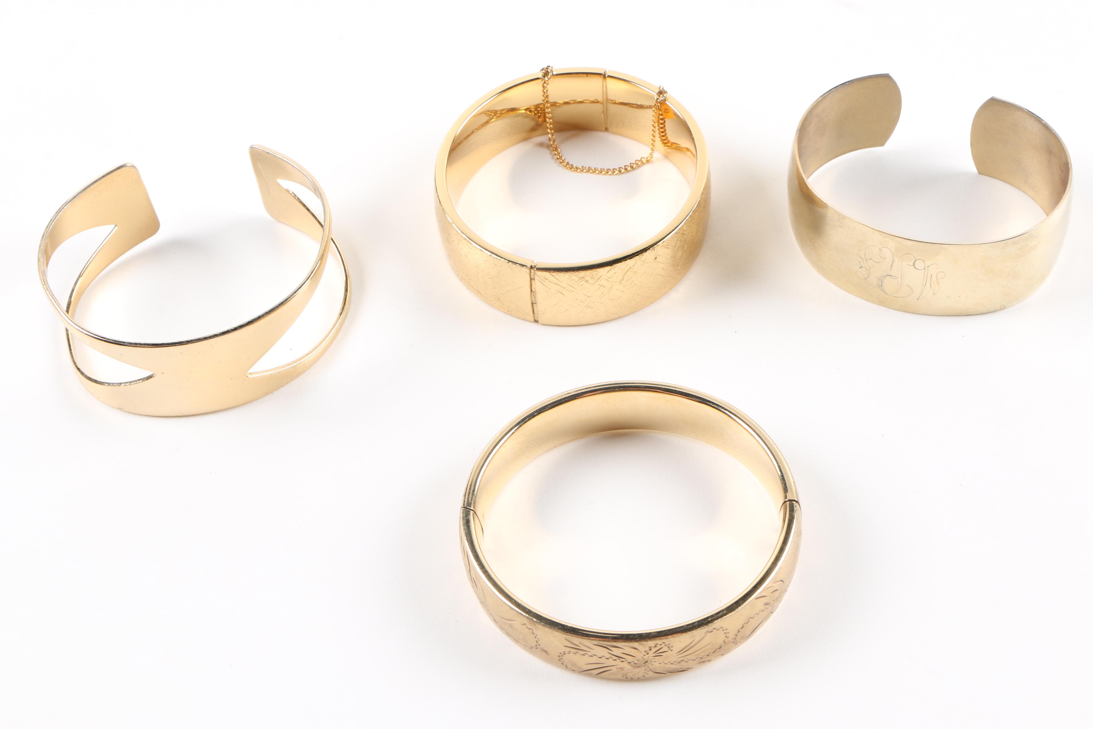 Collection of Silver and Gold Tone Bracelets