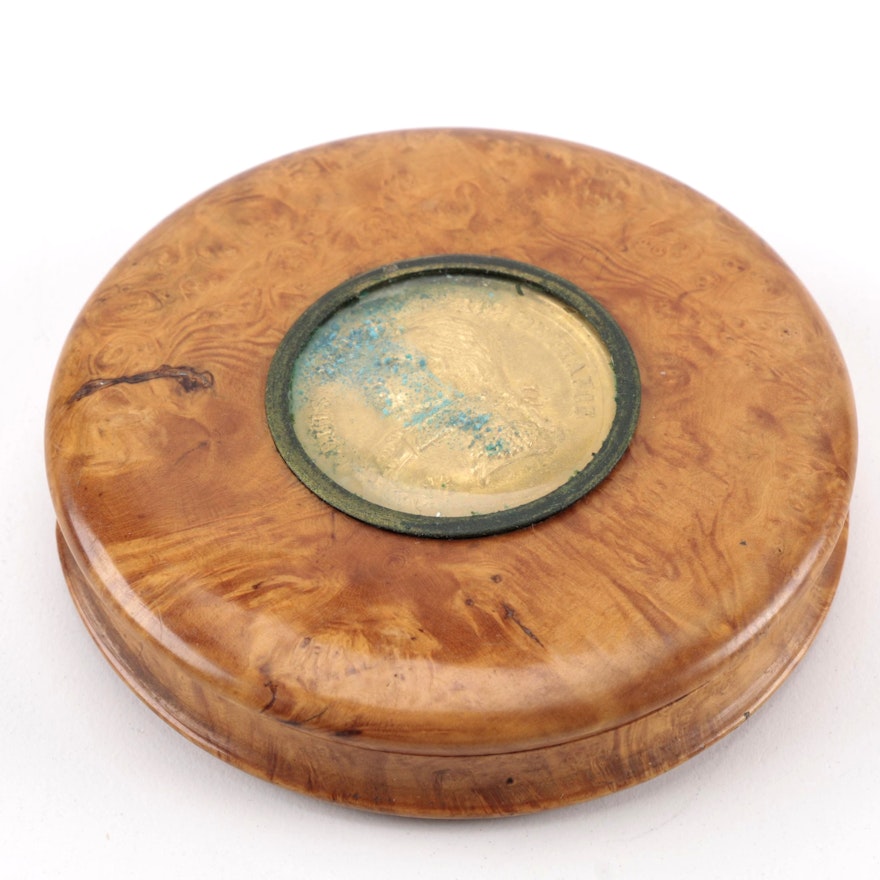 19th-Century Birdseye Maple Snuff Box With Tortoise Shell Insert