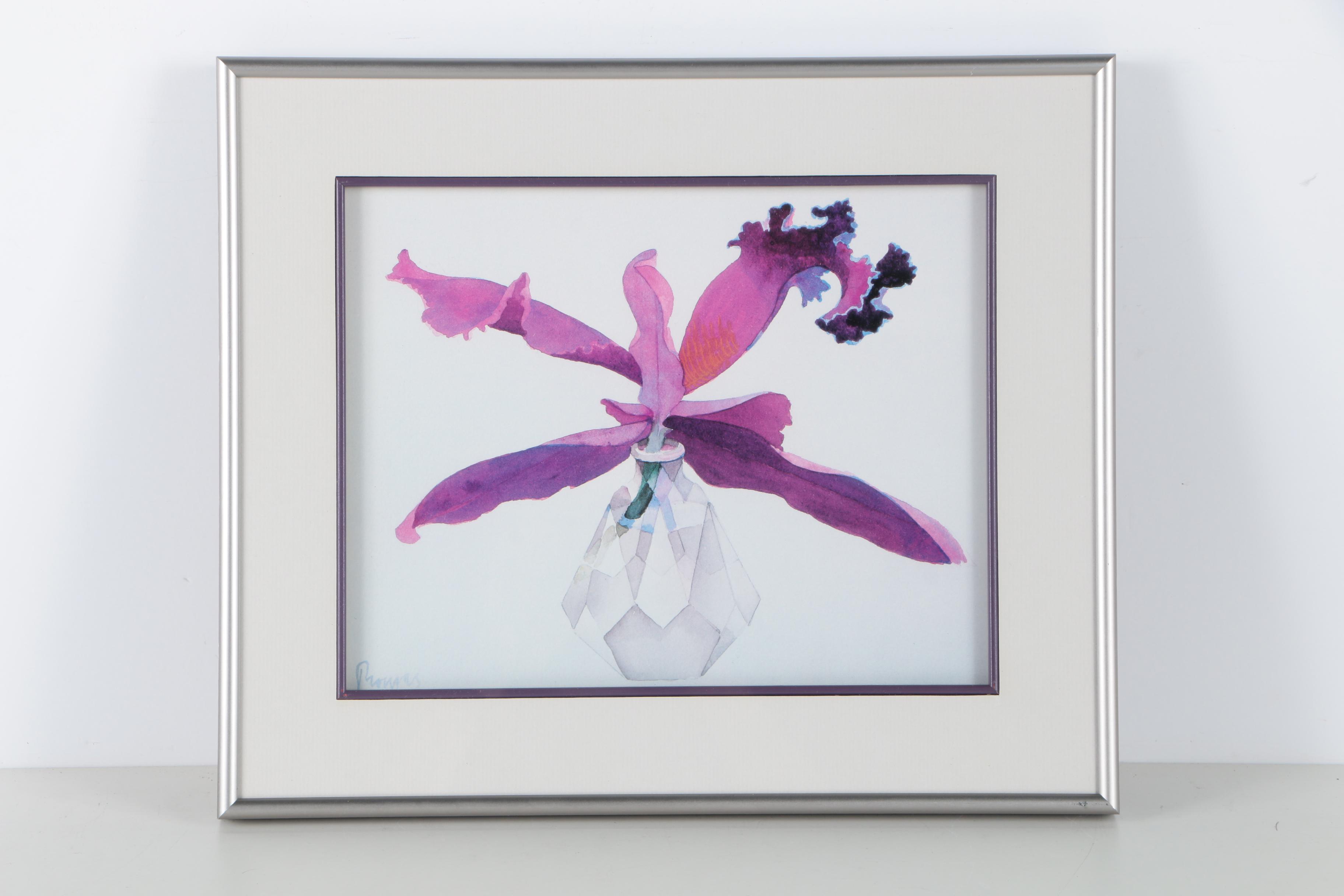 John Thomas Offset Lithographs on Paper of Flowers