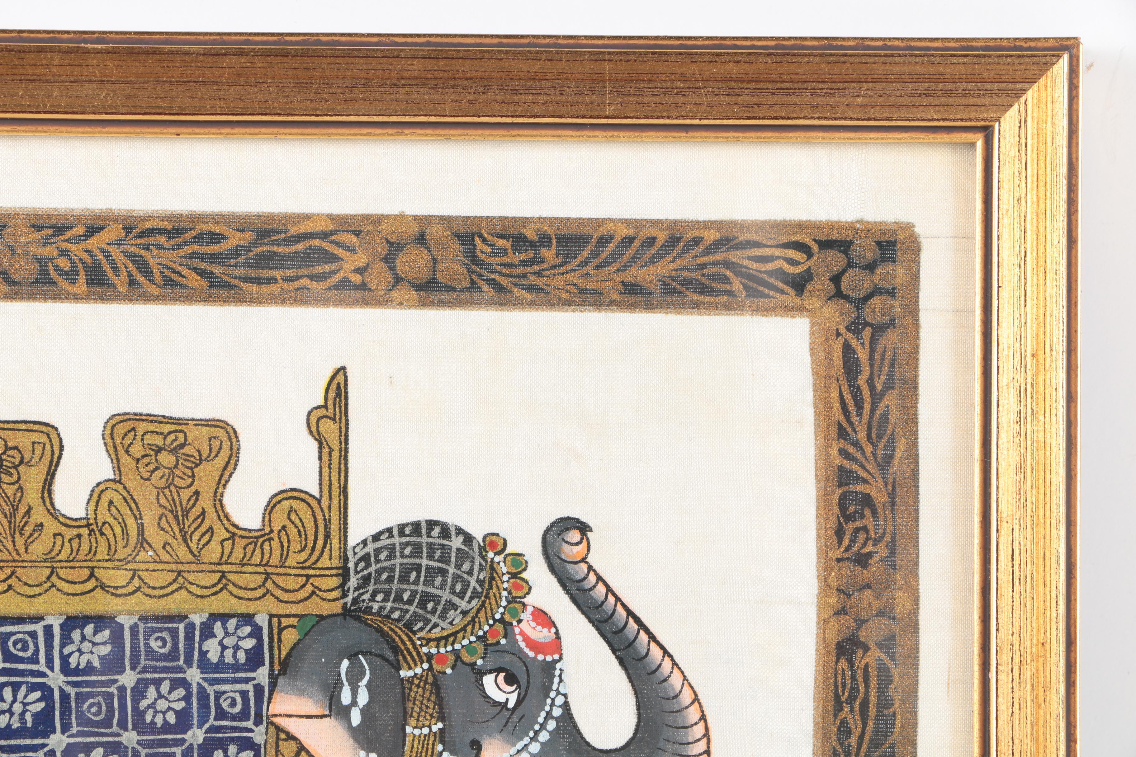 South Asian Acrylic Paintings on Cloth of Elephants