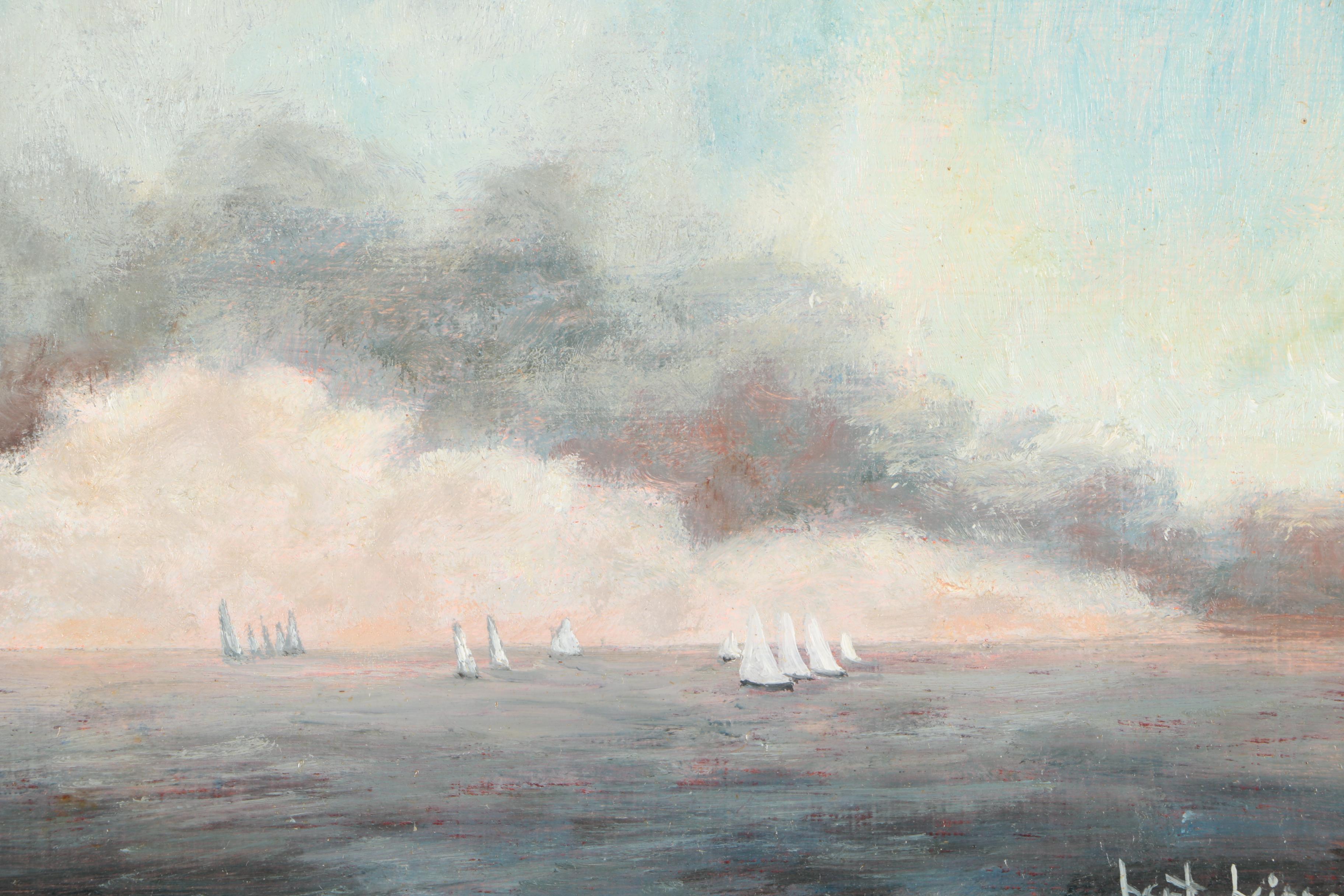 Bert Beirne Oil Painting on Wood Panel of an Oceanscape