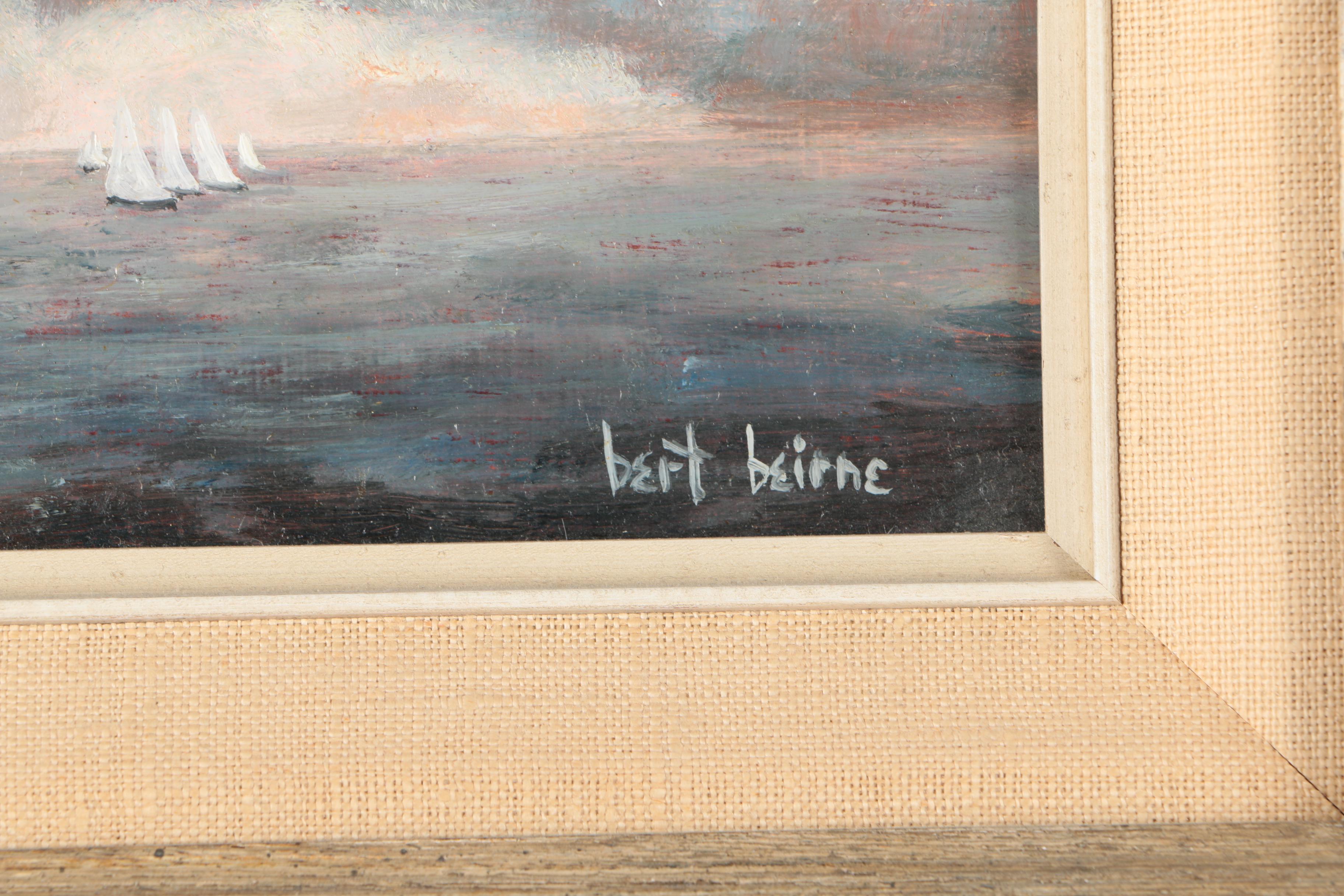 Bert Beirne Oil Painting on Wood Panel of an Oceanscape