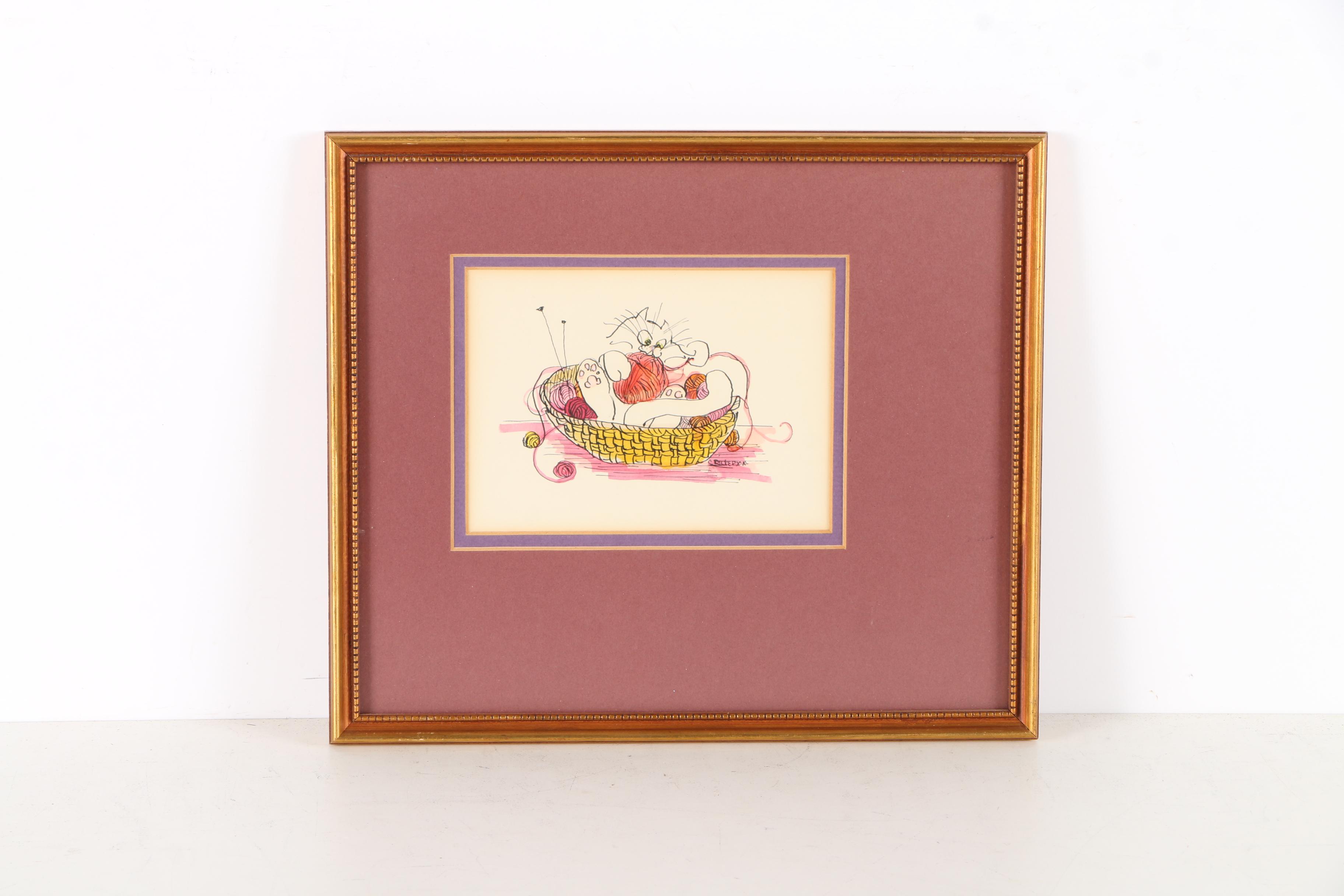 Cat-Themed Artwork Including a Paper Cut-Out