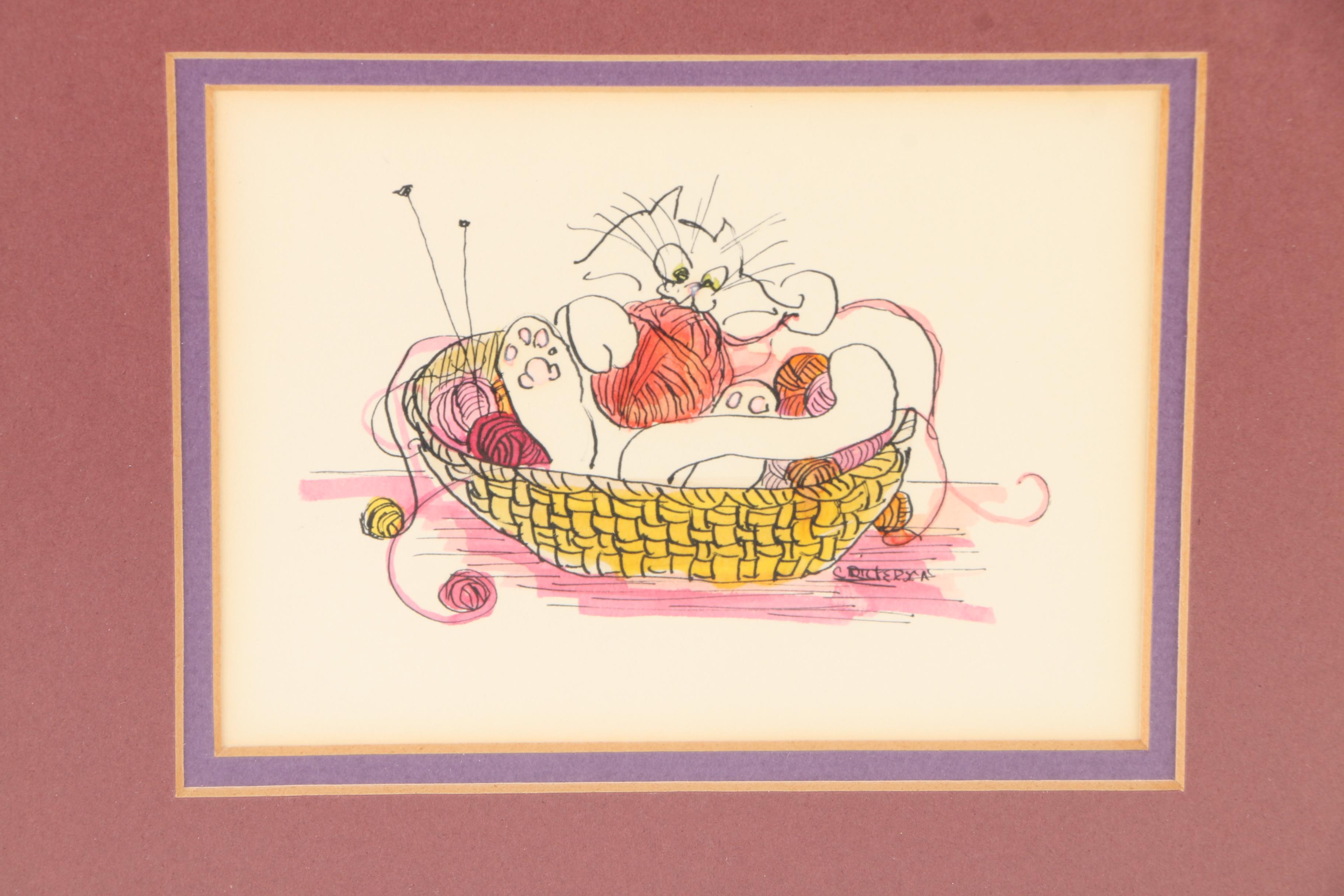 Cat-Themed Artwork Including a Paper Cut-Out