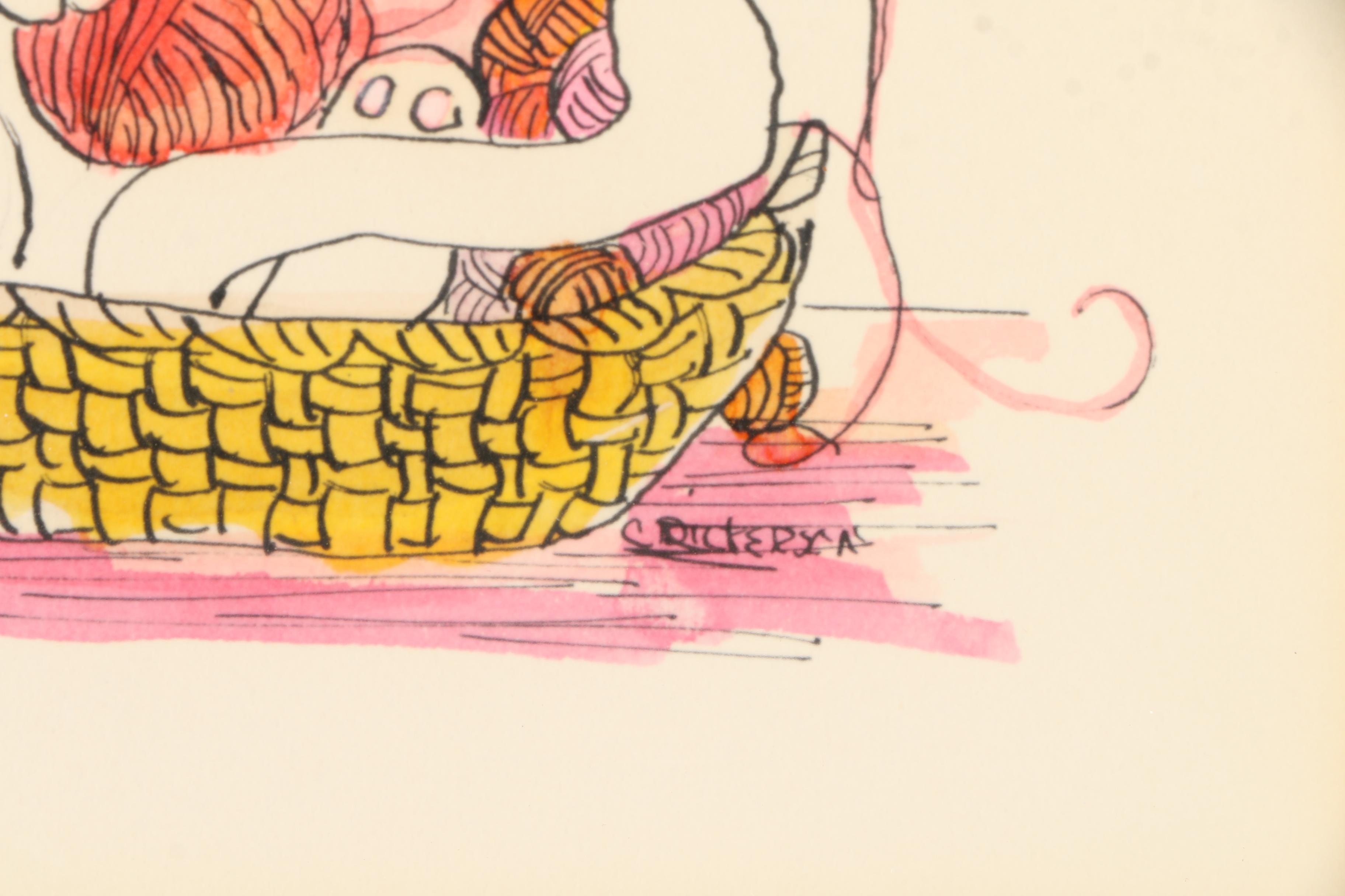 Cat-Themed Artwork Including a Paper Cut-Out