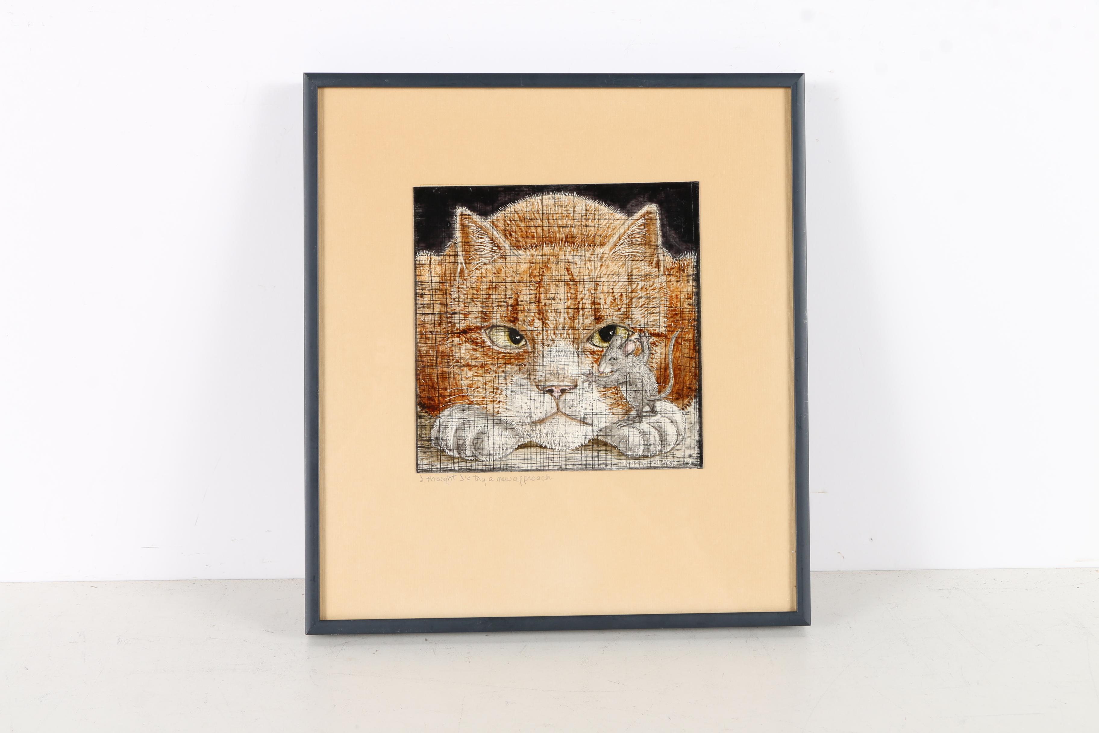 Cat-Themed Artwork Including a Paper Cut-Out