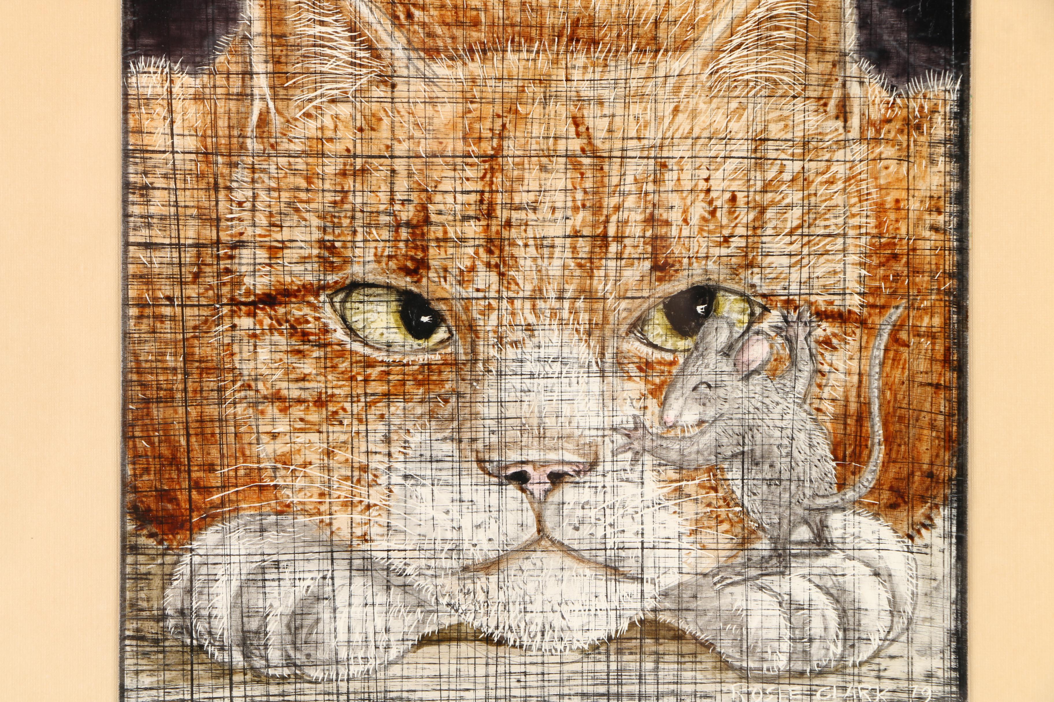 Cat-Themed Artwork Including a Paper Cut-Out