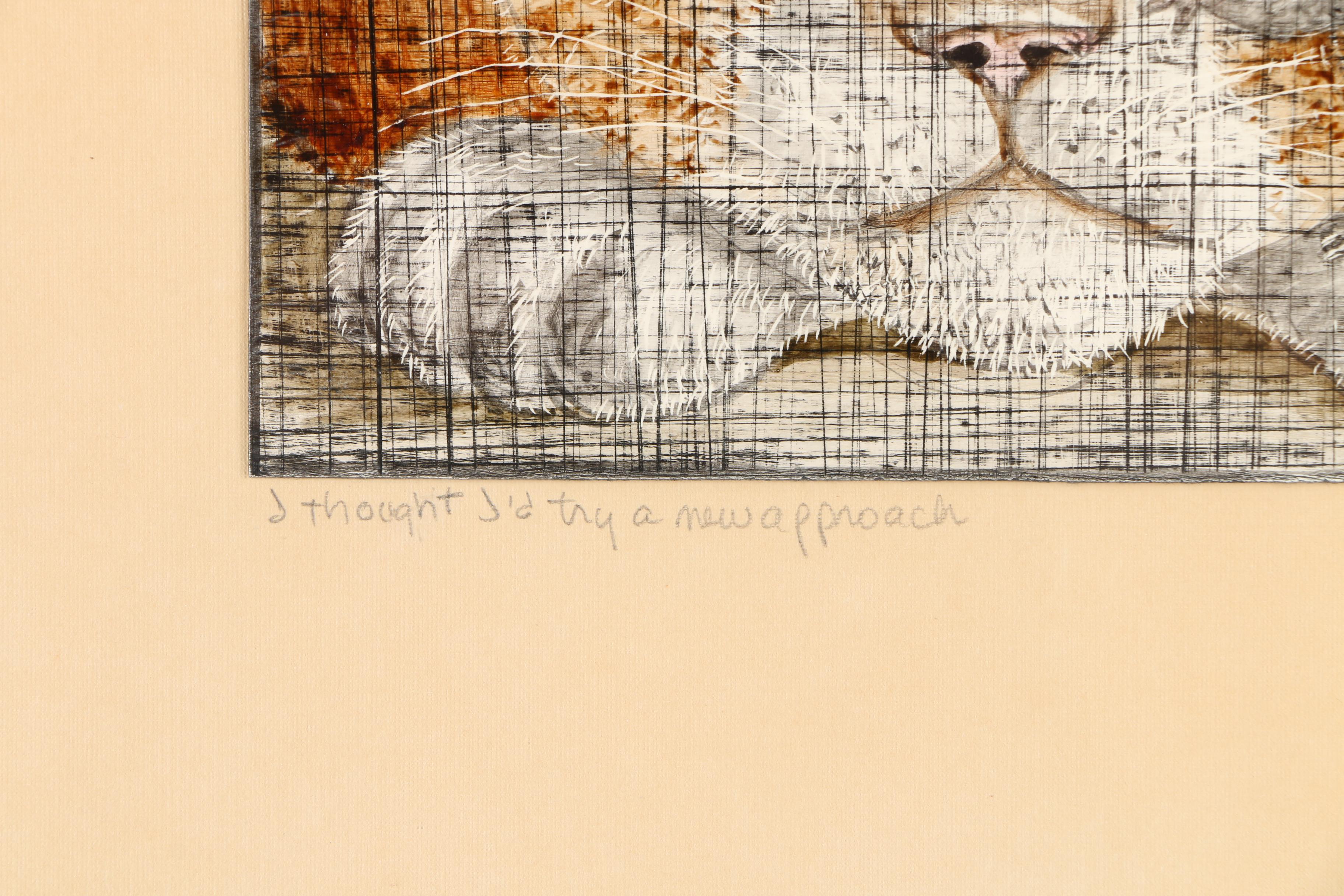 Cat-Themed Artwork Including a Paper Cut-Out