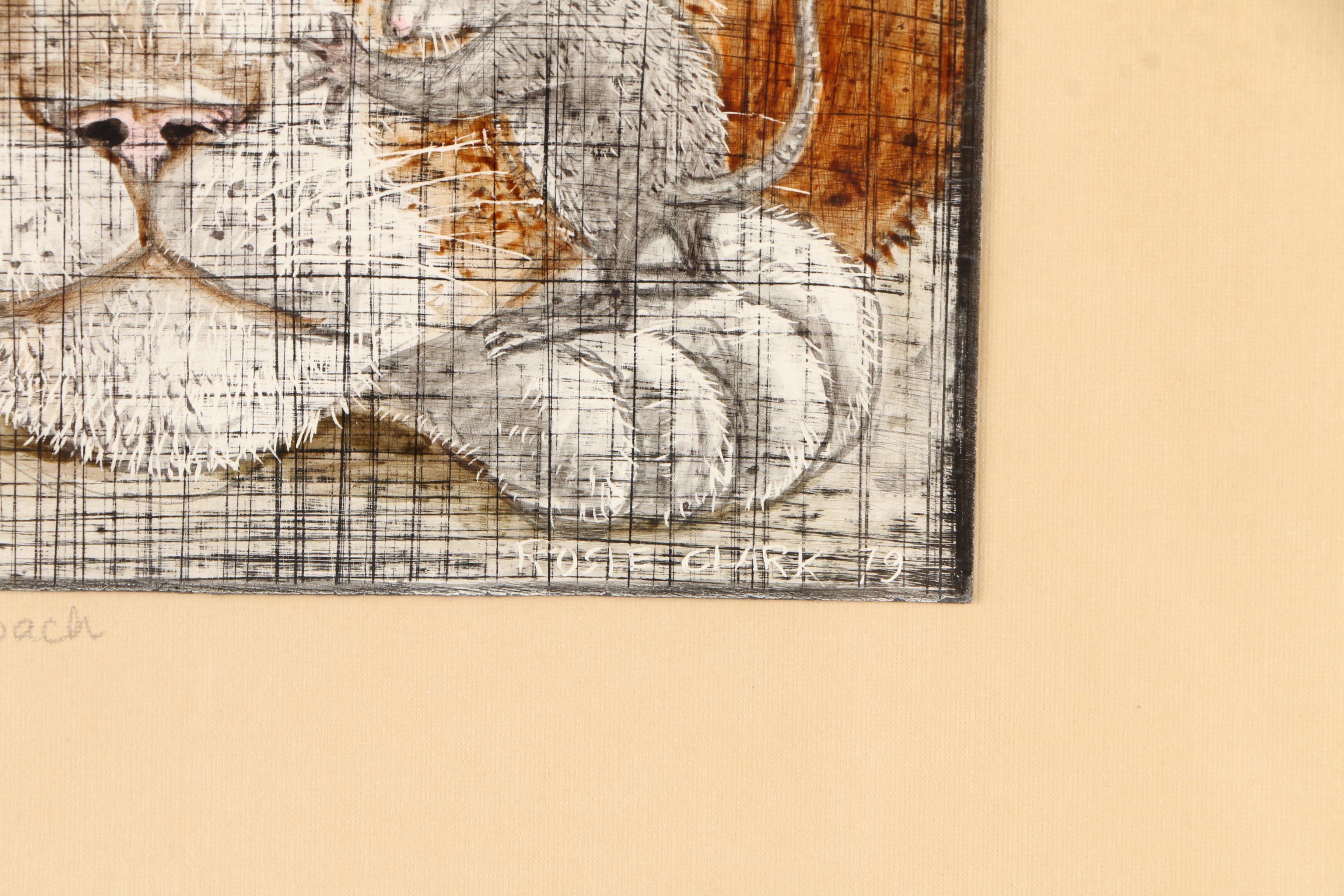 Cat-Themed Artwork Including a Paper Cut-Out