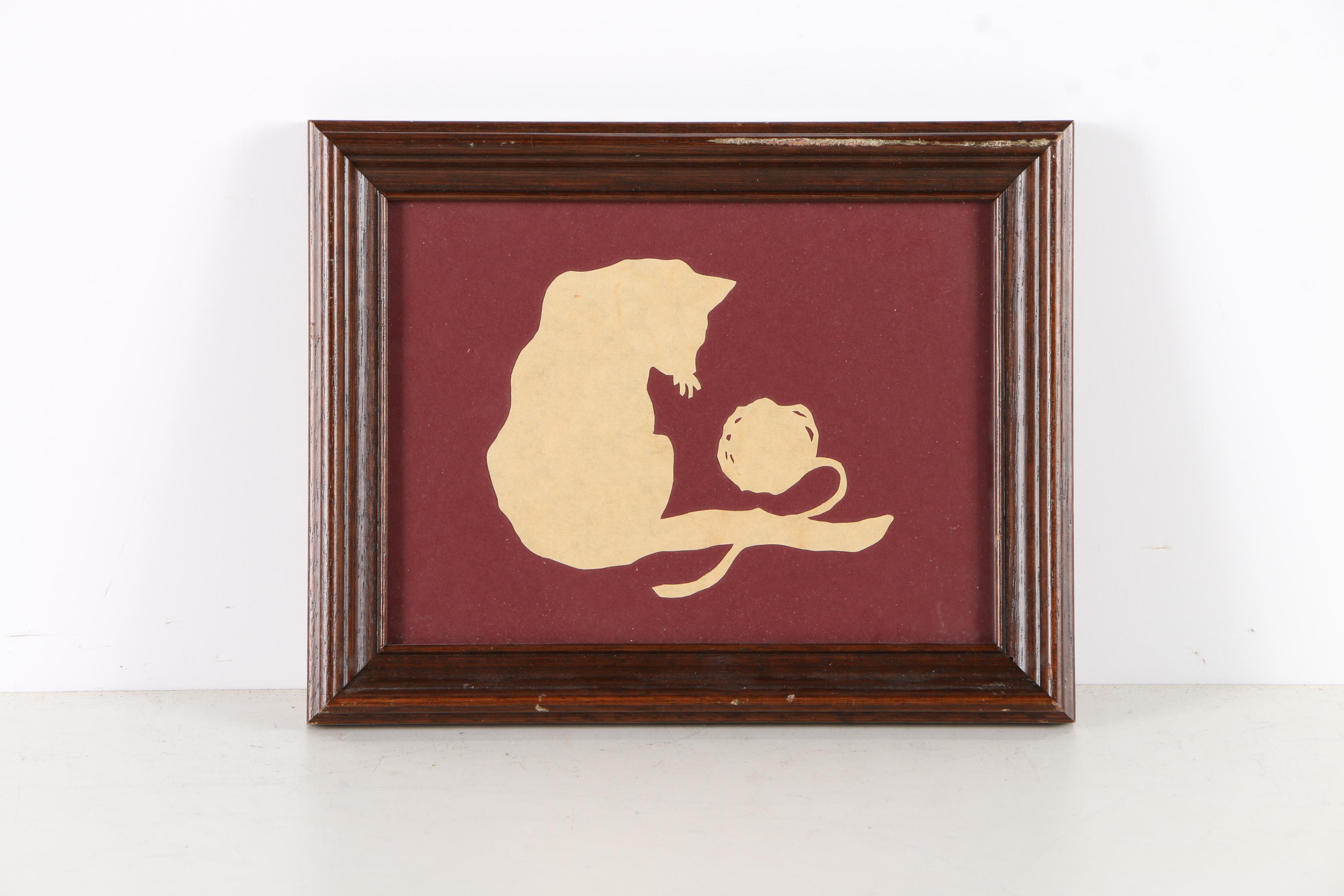 Cat-Themed Artwork Including a Paper Cut-Out