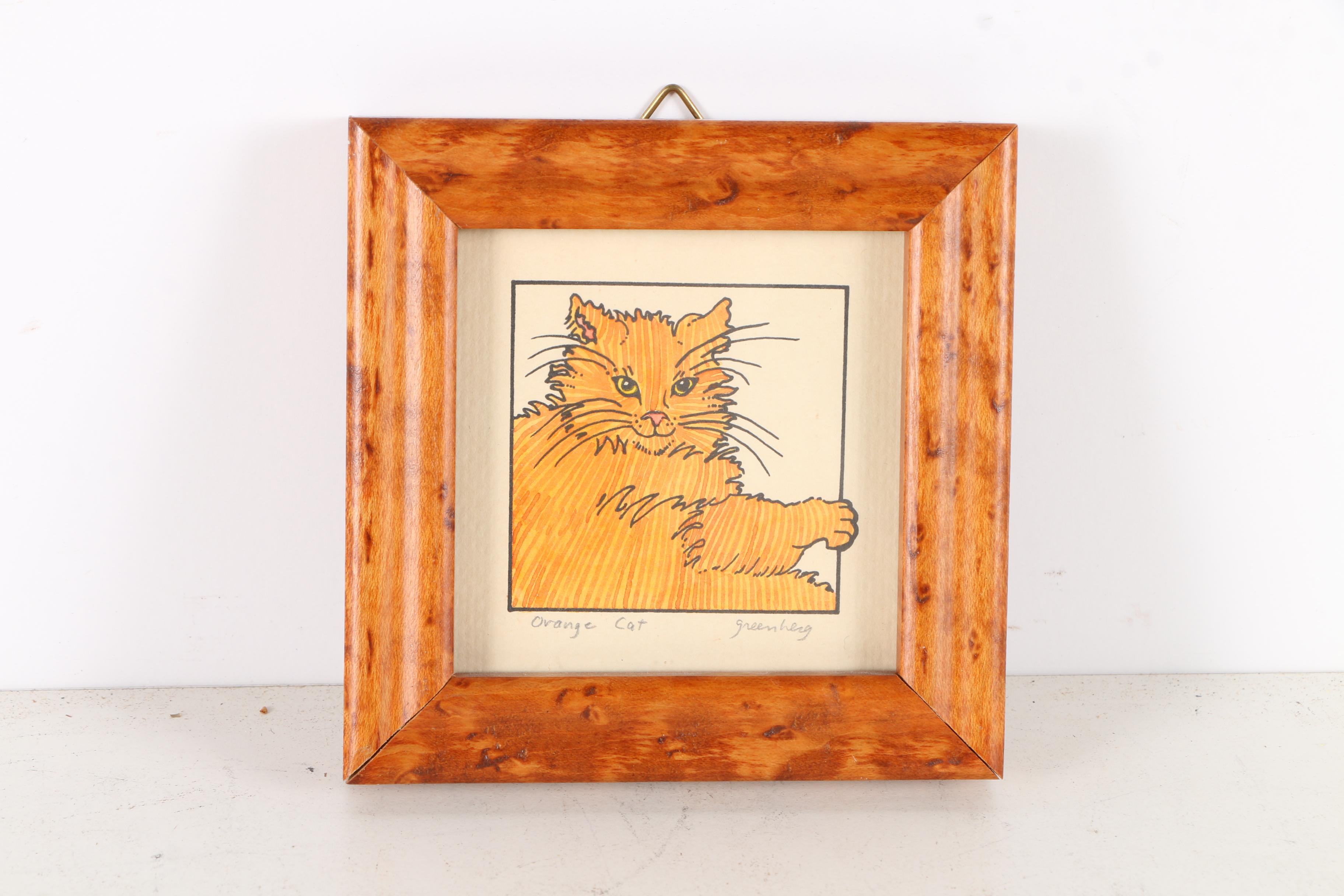 Cat-Themed Artwork Including a Paper Cut-Out