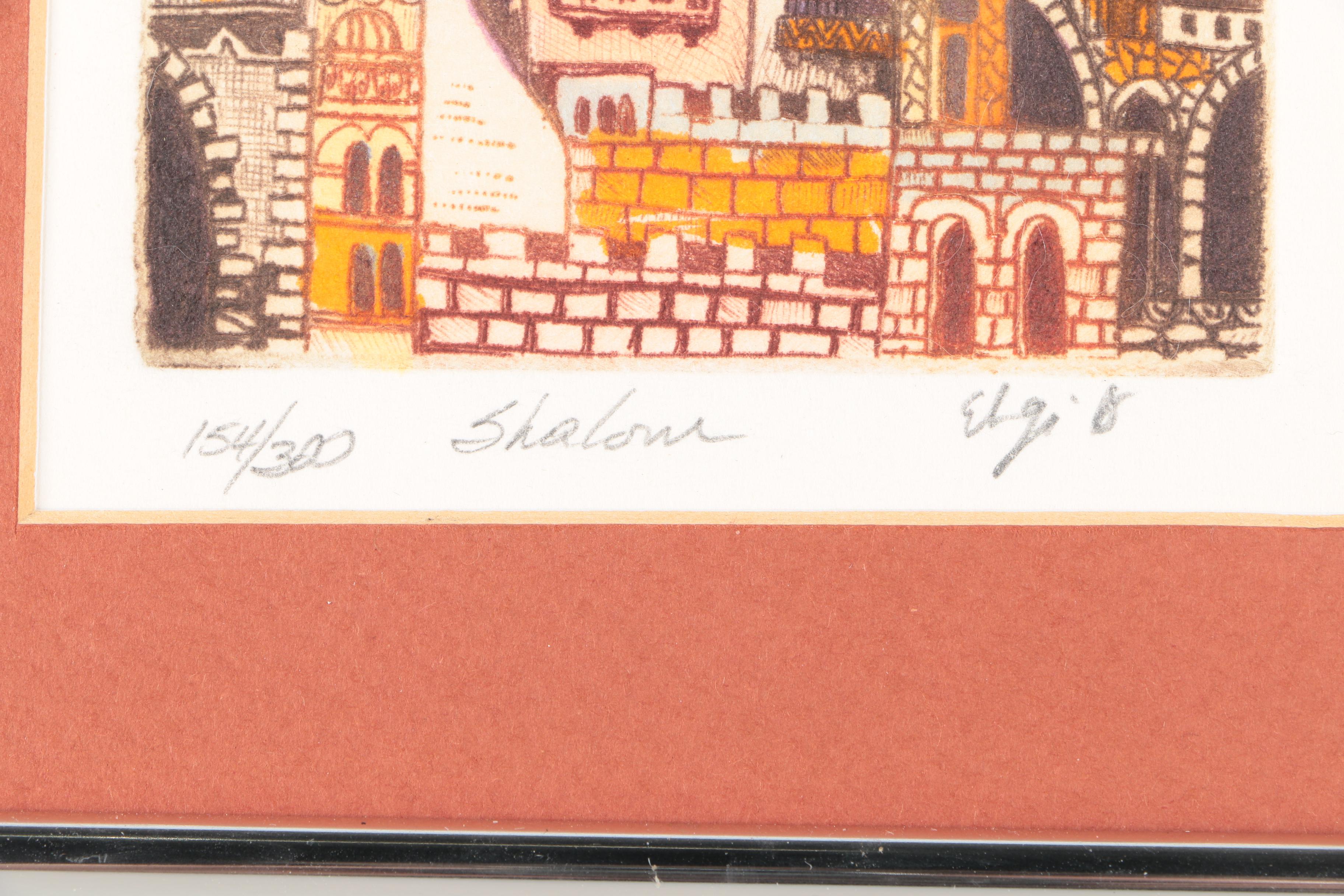 Signed Limited Edition Woodblock Print "Shalom"