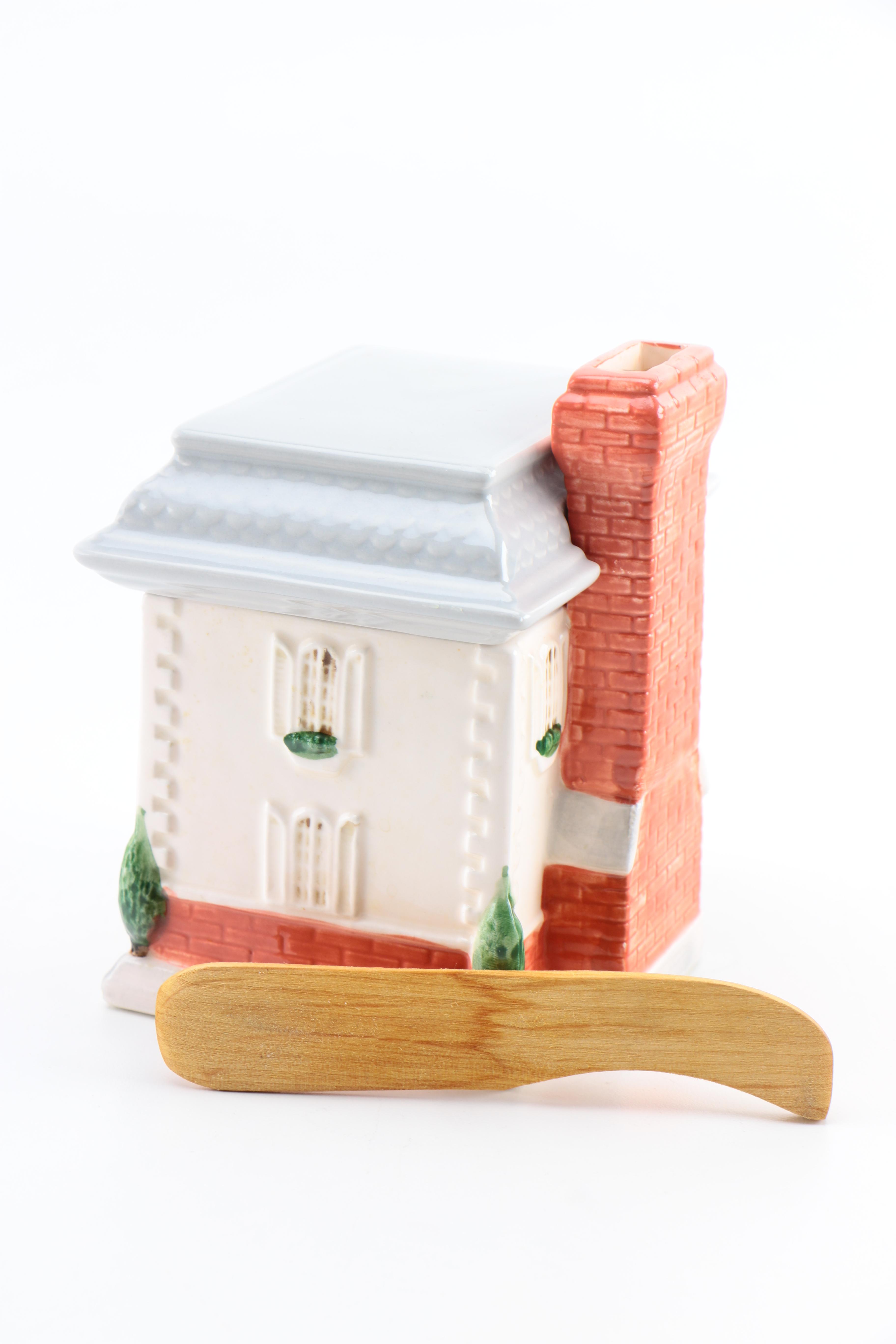 Vintage Ceramic Fitz and Floyd Candleholders and Butter Dishes