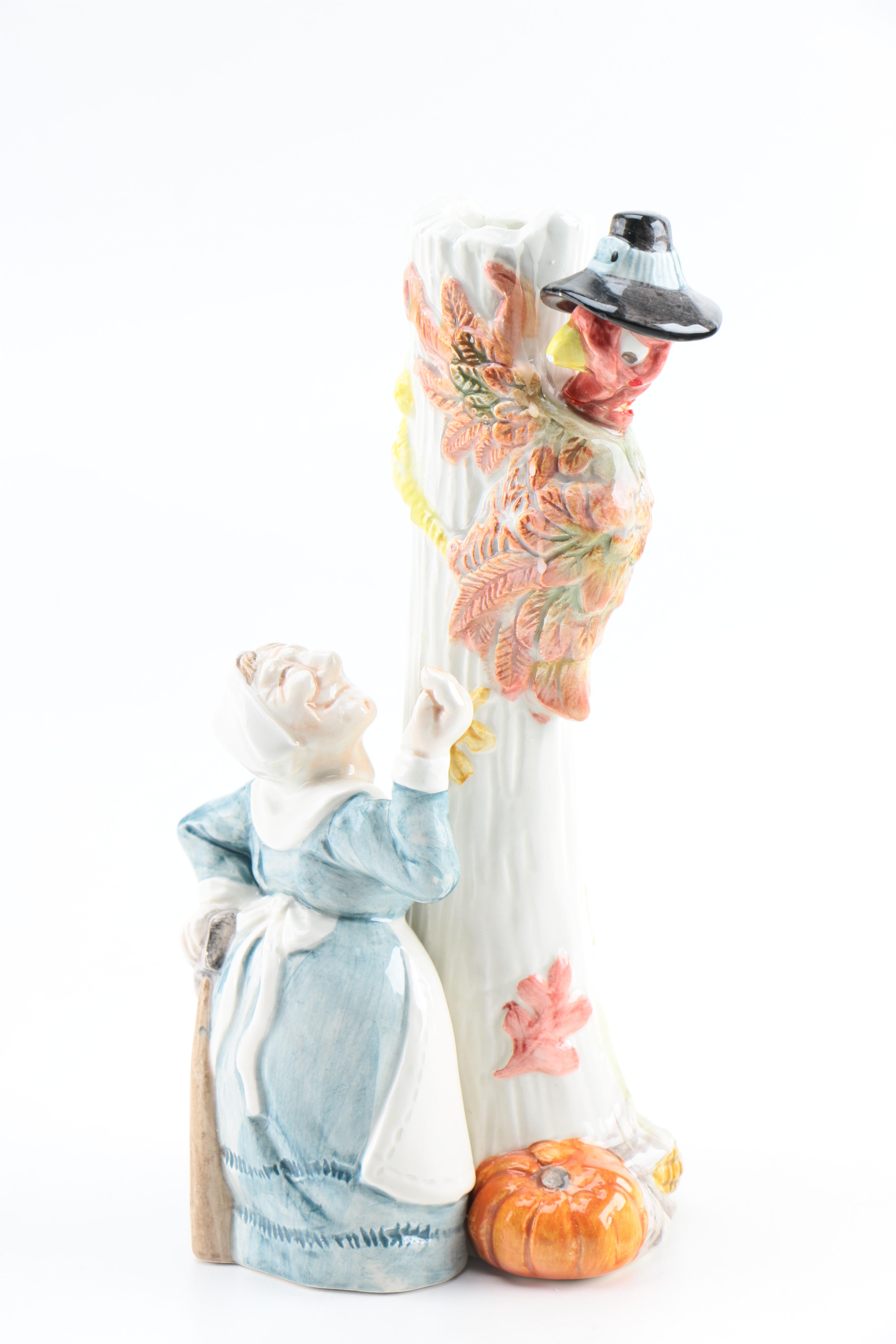 Vintage Ceramic Fitz and Floyd Candleholders and Butter Dishes