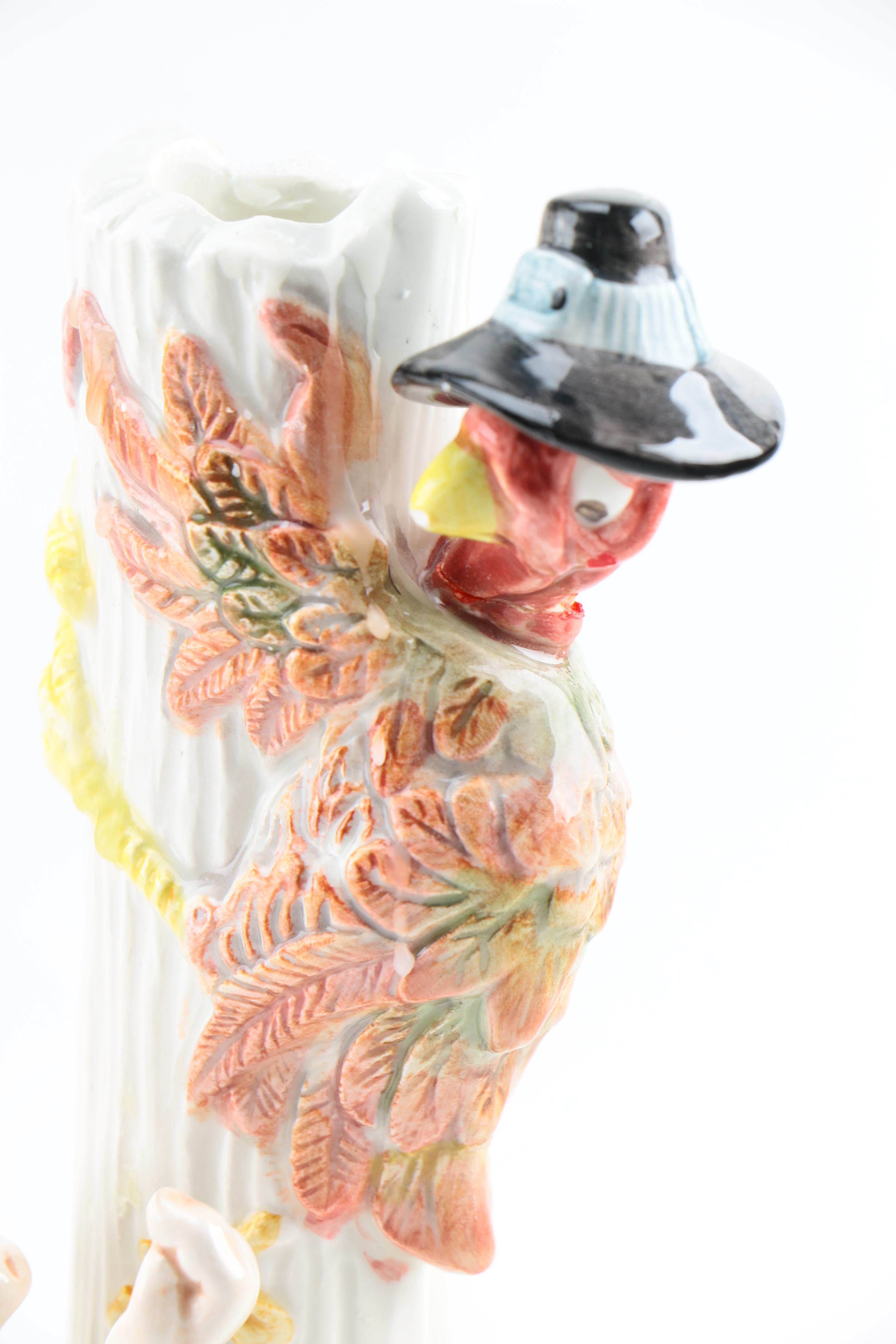 Vintage Ceramic Fitz and Floyd Candleholders and Butter Dishes