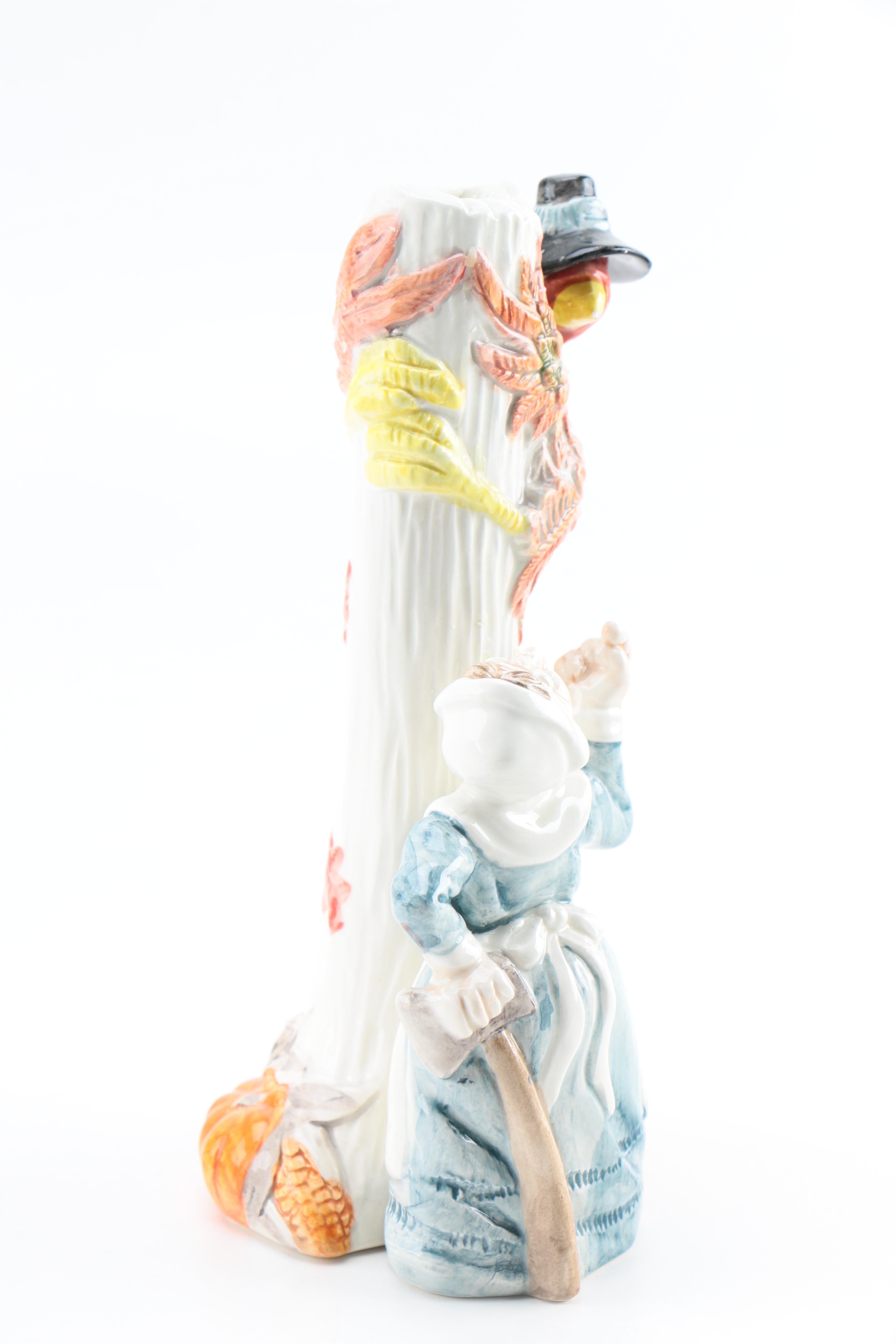 Vintage Ceramic Fitz and Floyd Candleholders and Butter Dishes