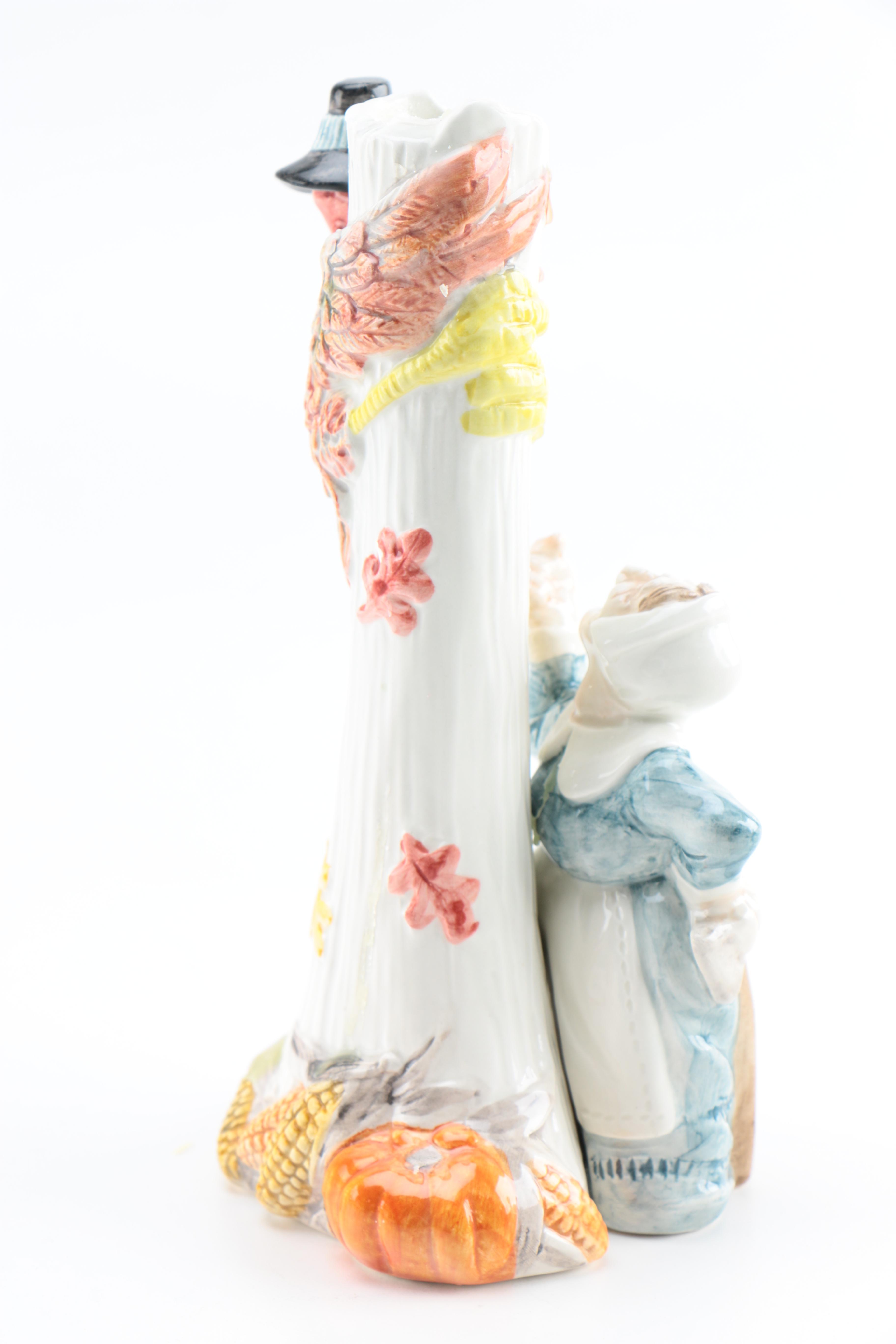 Vintage Ceramic Fitz and Floyd Candleholders and Butter Dishes