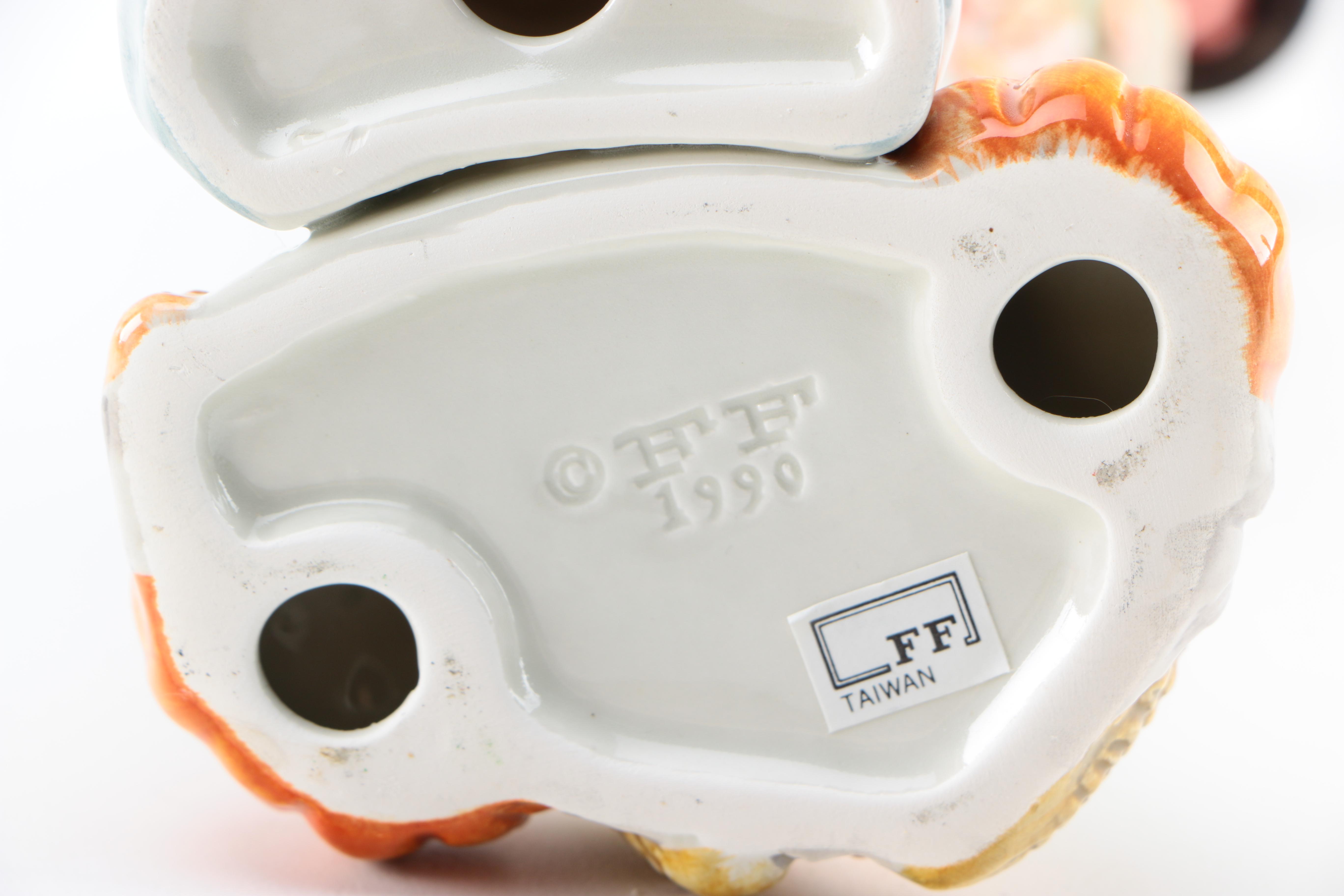 Vintage Ceramic Fitz and Floyd Candleholders and Butter Dishes