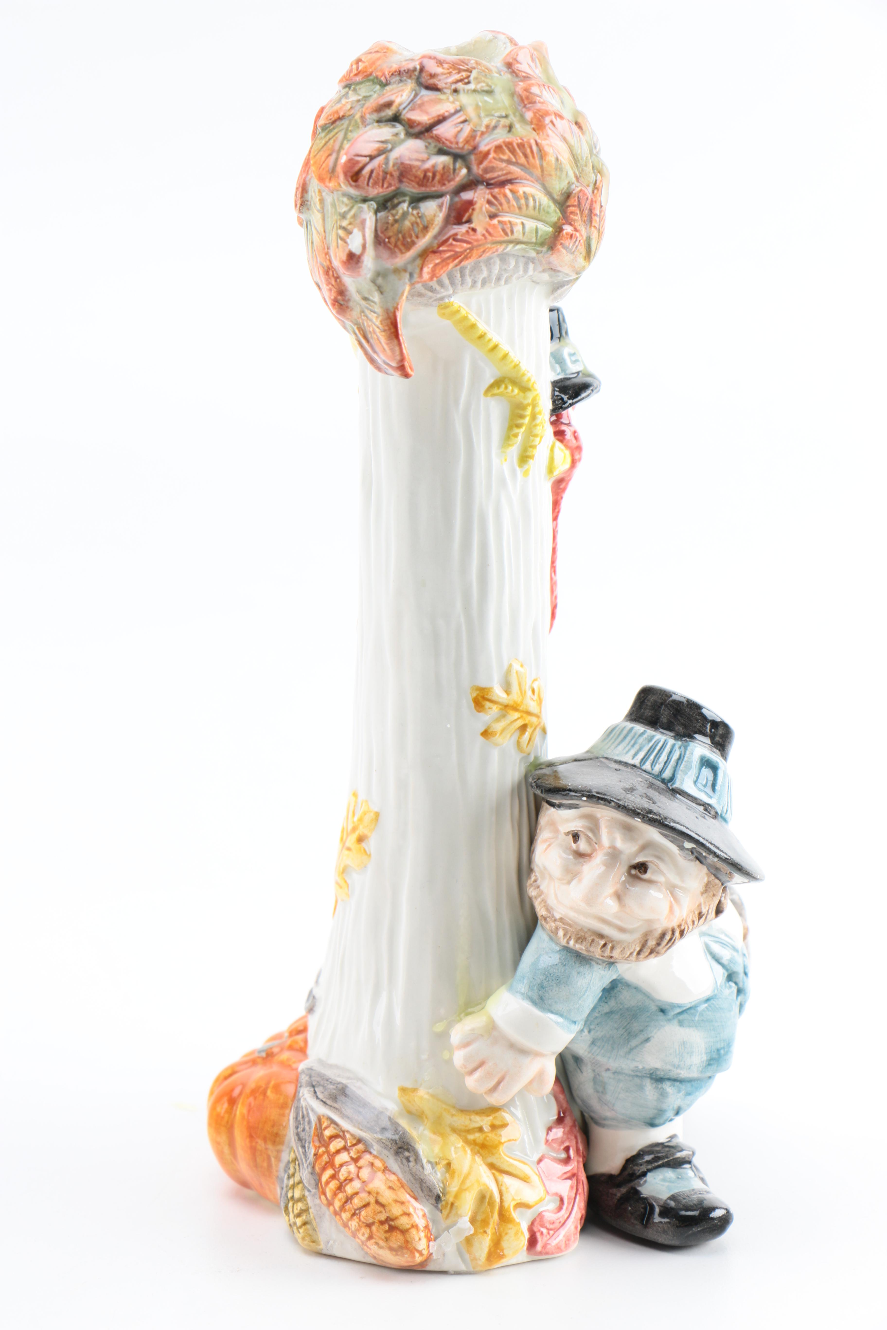 Vintage Ceramic Fitz and Floyd Candleholders and Butter Dishes