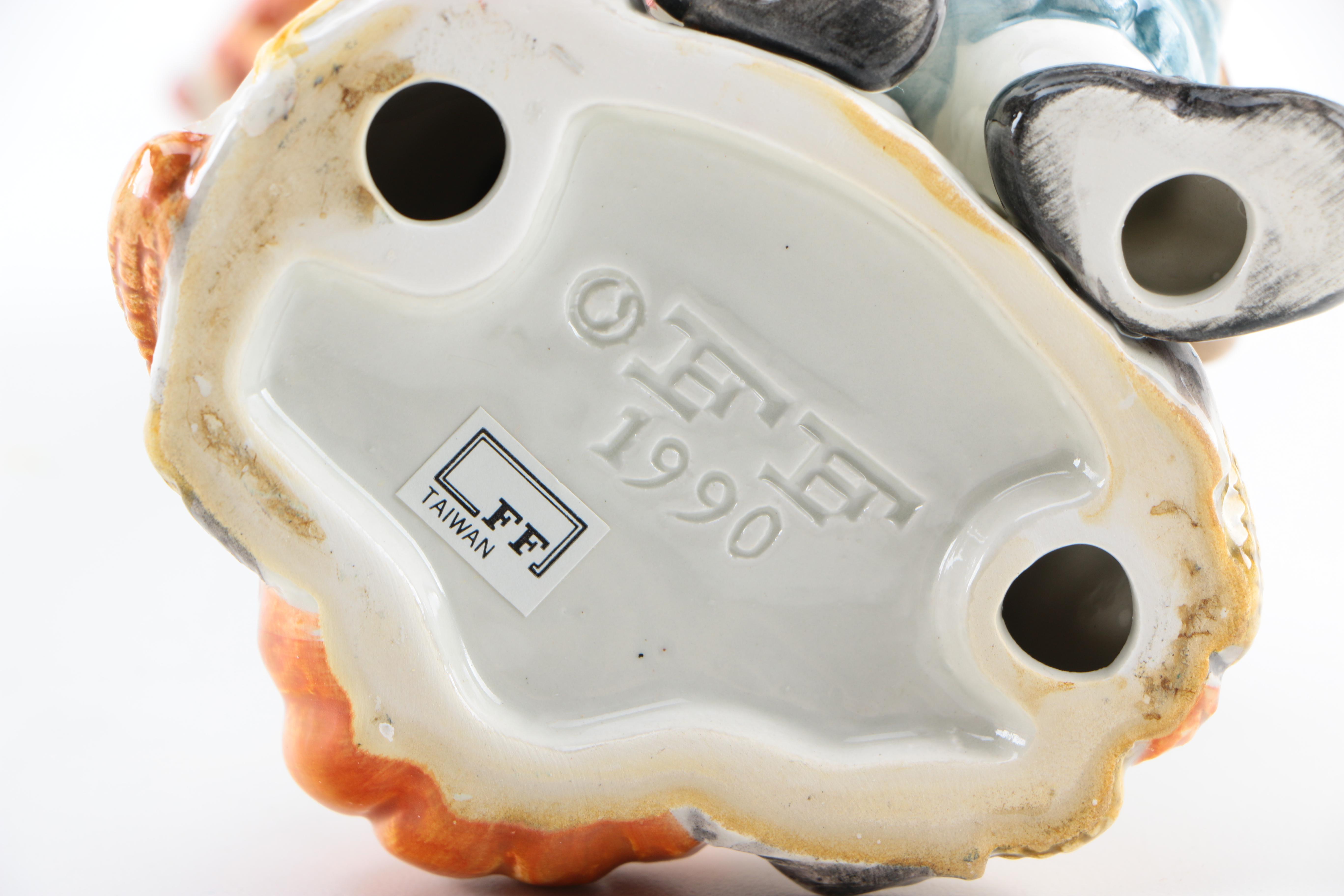 Vintage Ceramic Fitz and Floyd Candleholders and Butter Dishes