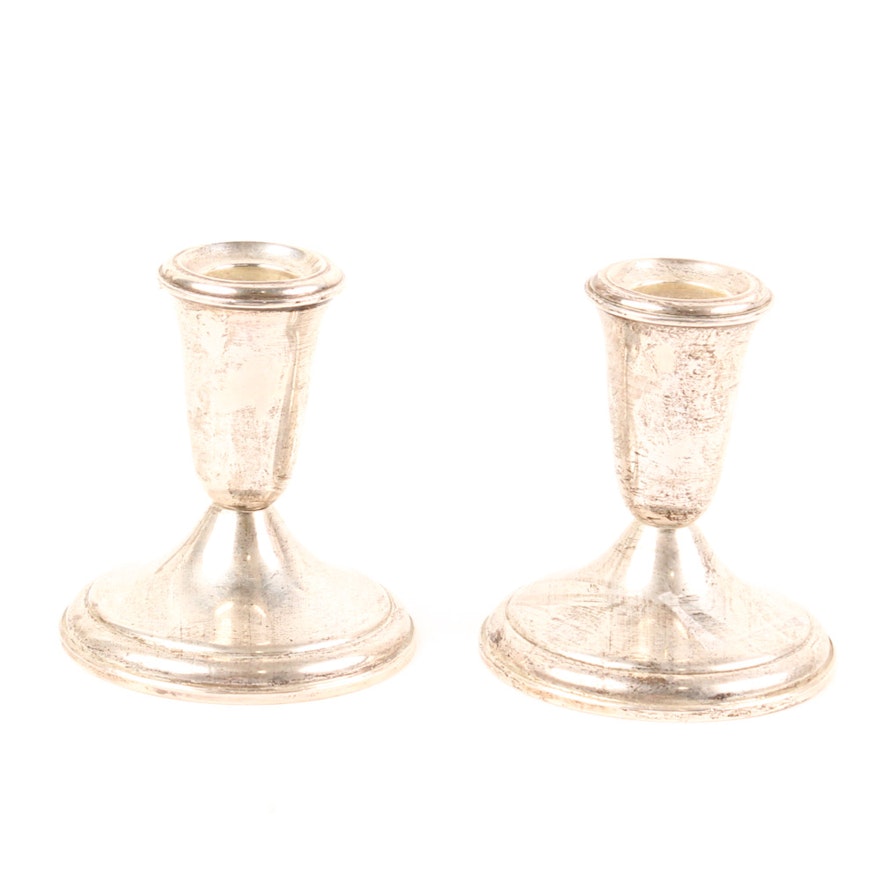 Crown Weighted Sterling Silver Candle Holders