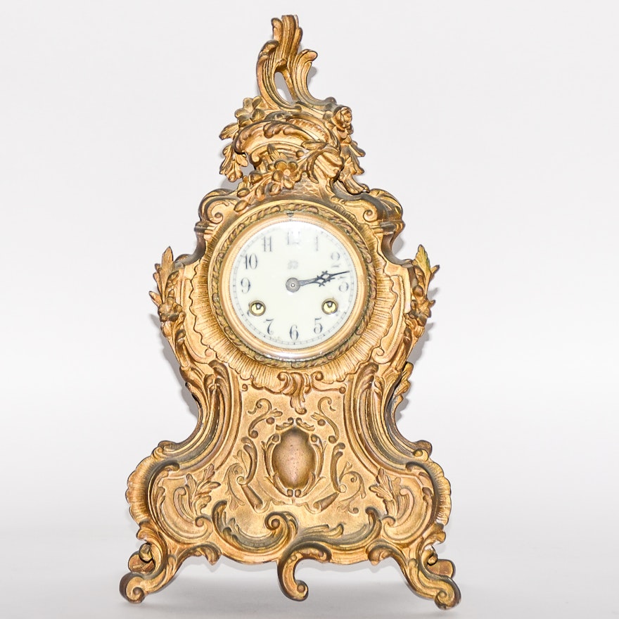 Antique Jenning Bros. Gilded Mantel Clock