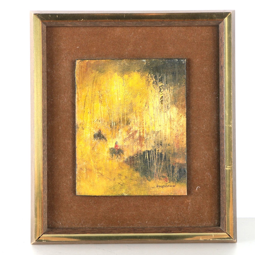 Framed Oil Painting of Abstract Forms