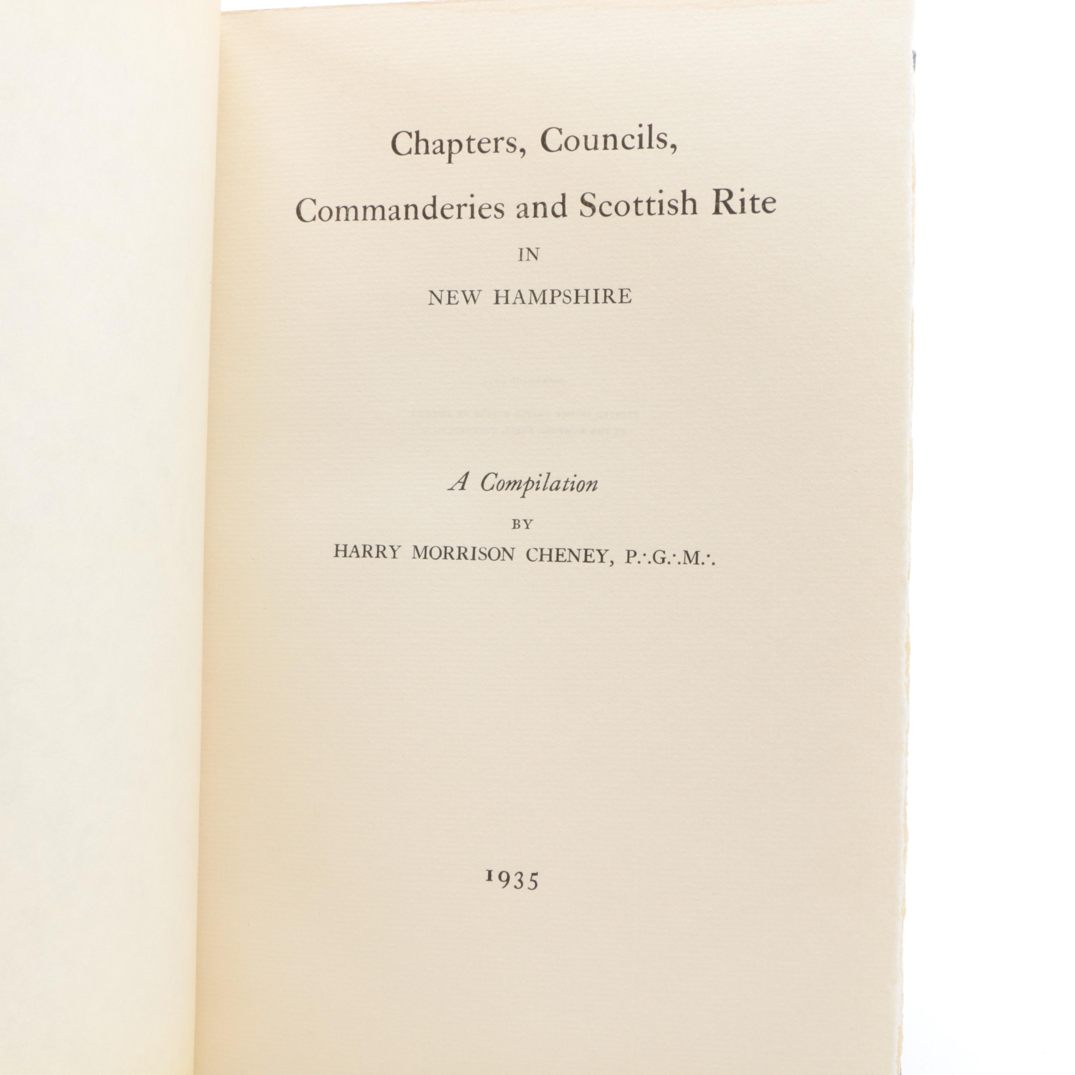 1935 "Chapters, Councils, Commanderies and Scottish Rite in New Hampshire" by Harry Morrison Cheney