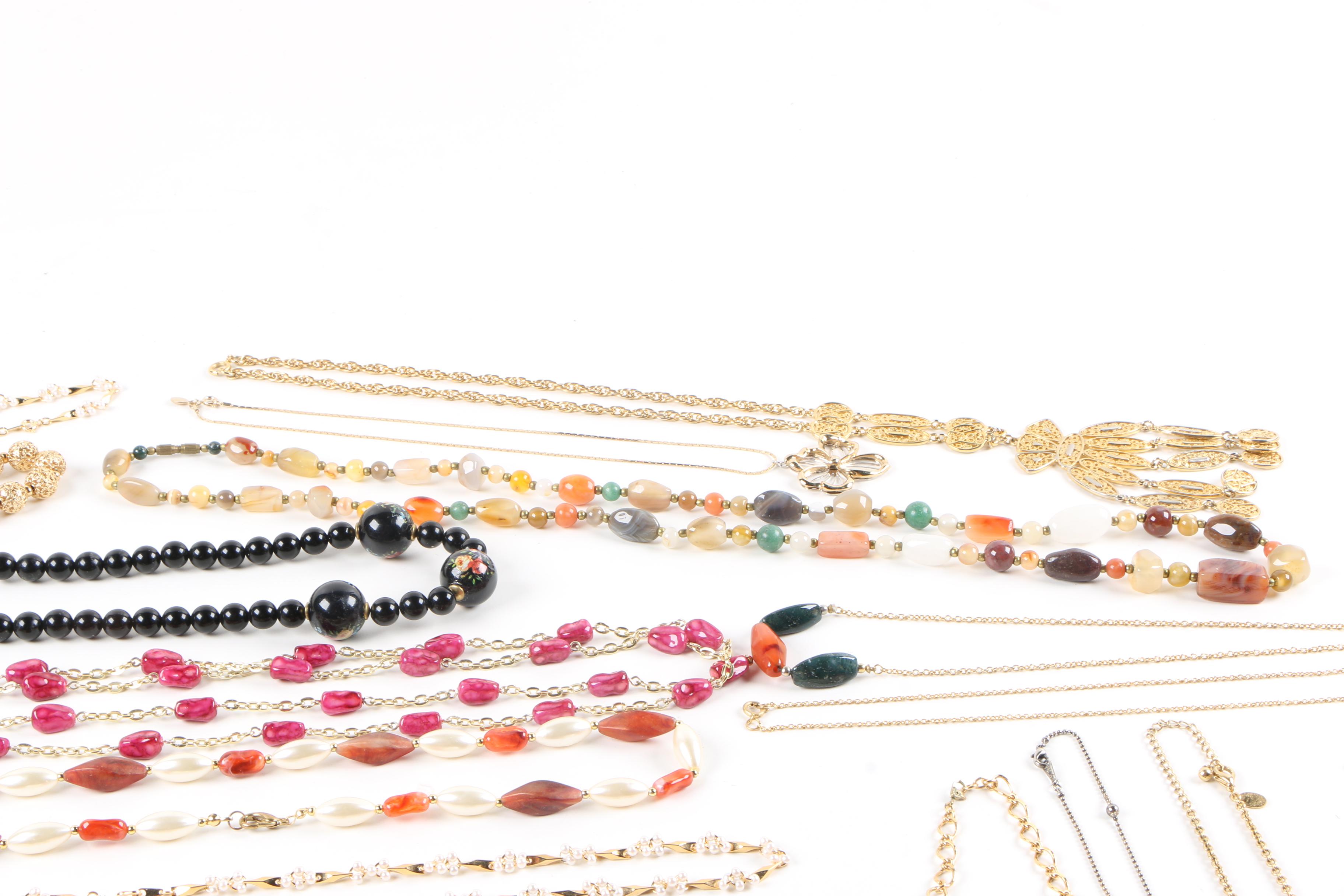 Generous Assortment of Costume Jewelry Including Faux Pearl Necklaces