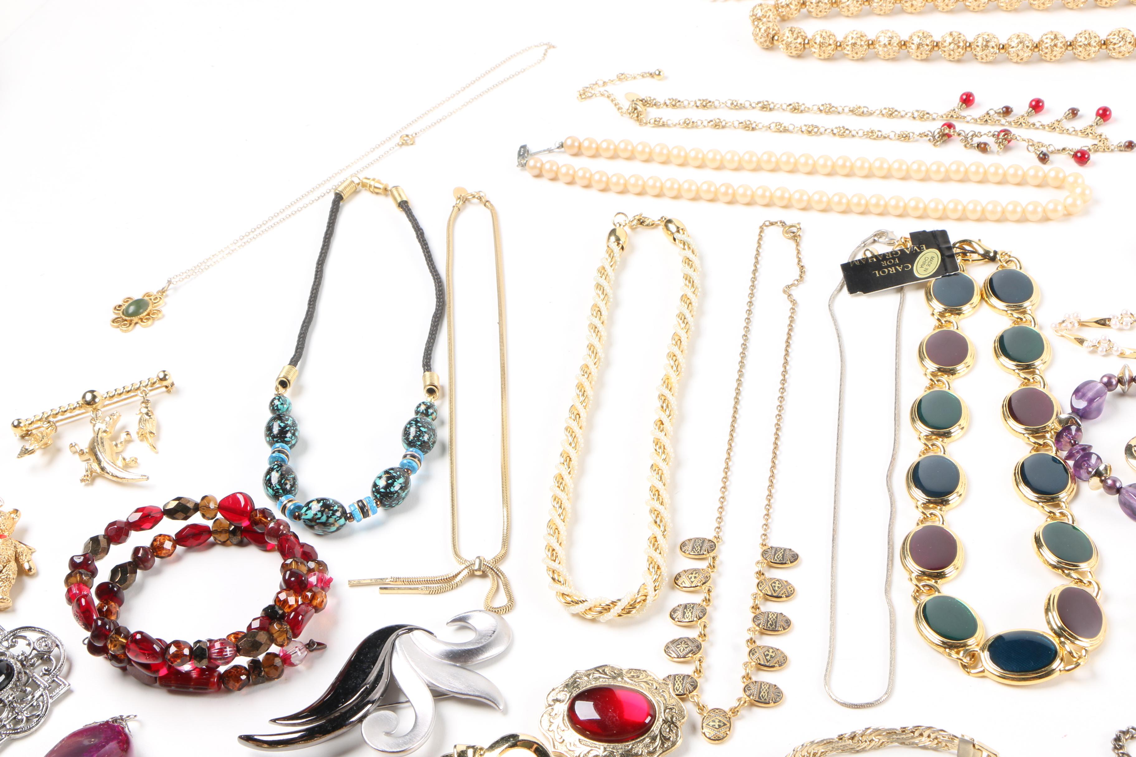 Generous Assortment of Costume Jewelry Including Faux Pearl Necklaces