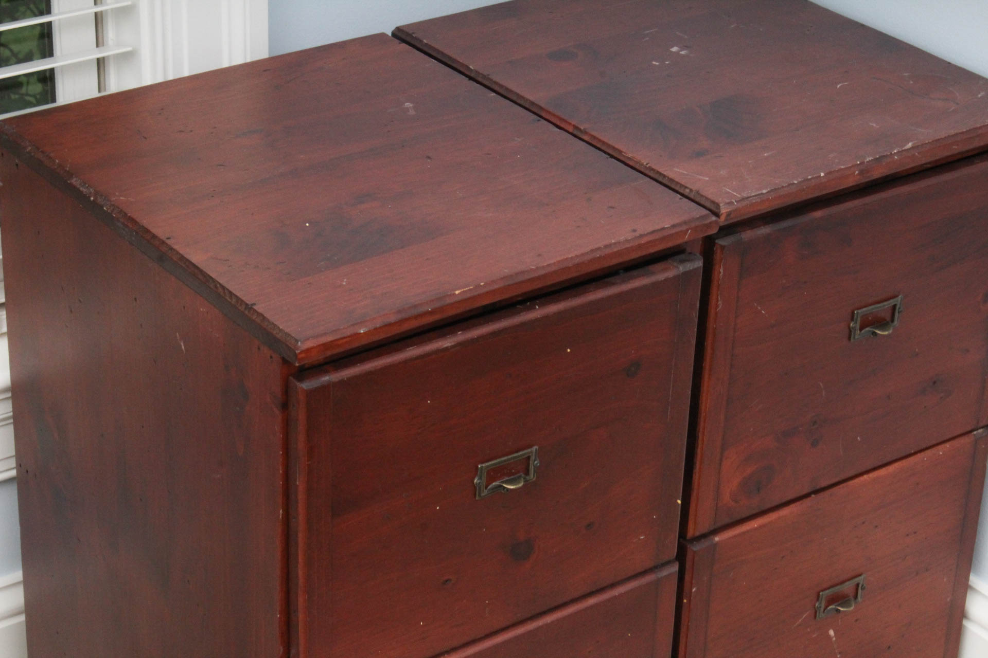 Pair of Wood Veneer Filing Cabinets