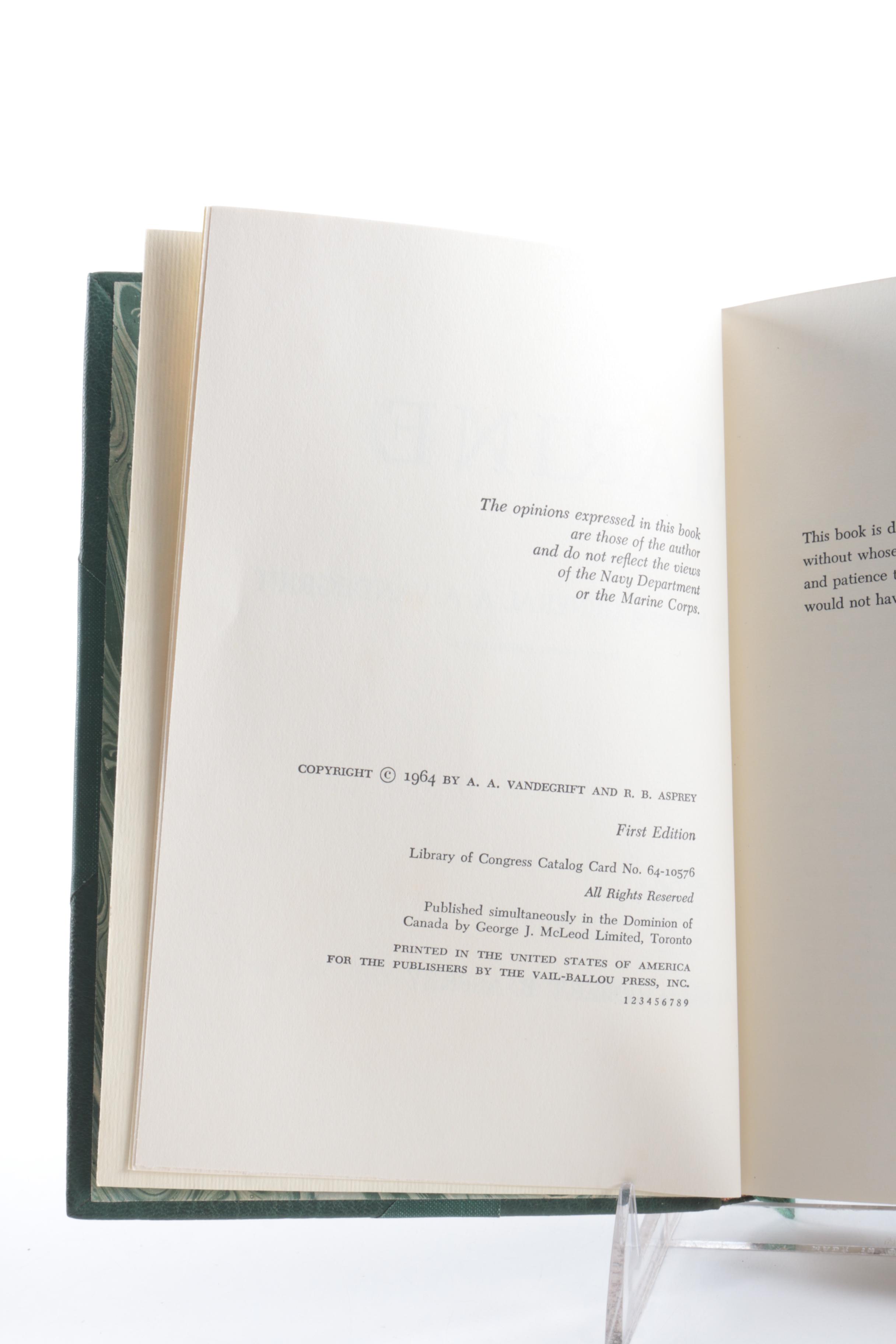 1964 First Edition "Once A Marine: Memoirs of General A. A. Vandegrift" by Robert B. Asprey