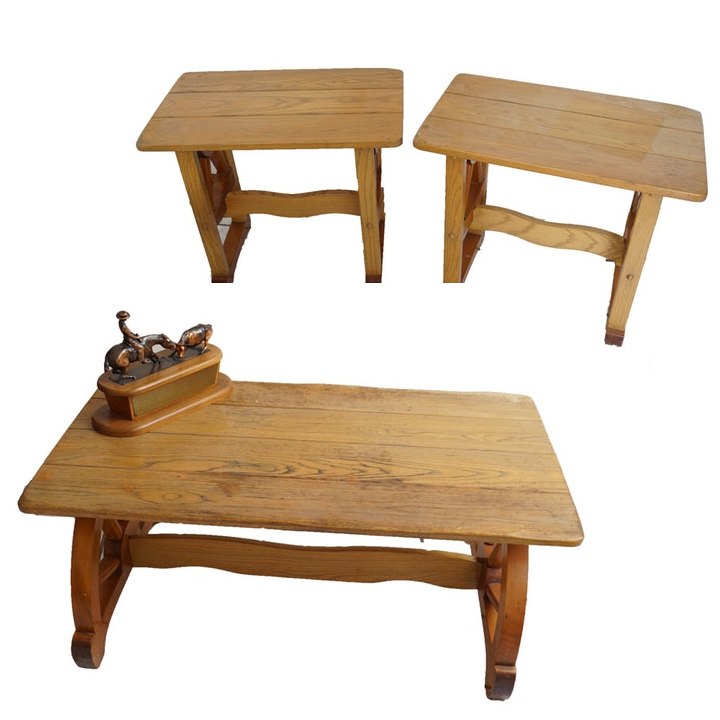 Rustic Vintage Coffee Table and Matching End Tables