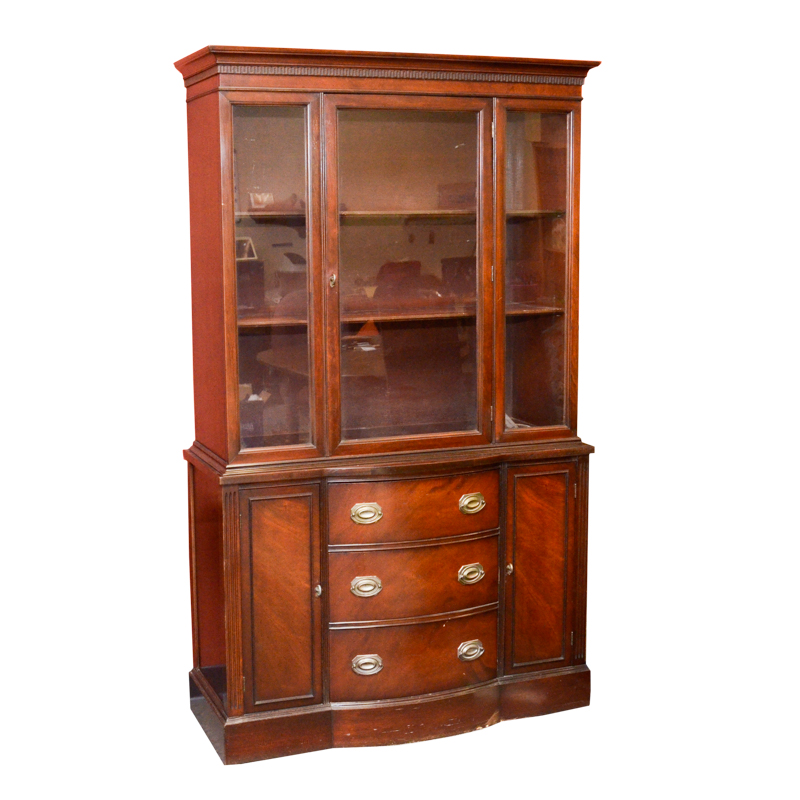 Hepplewhite Style Bow Front China Cabinet
